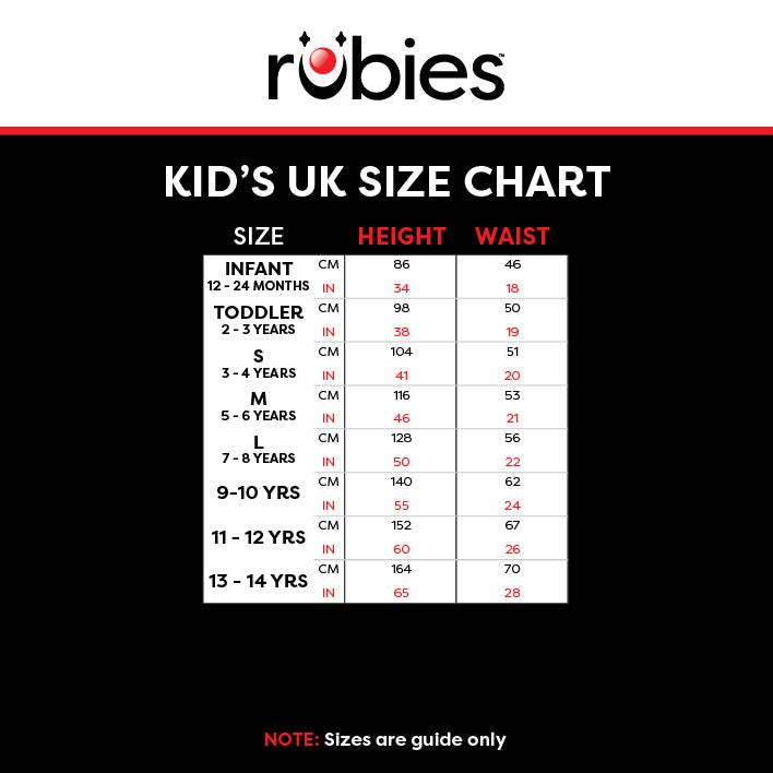 Size Charts NL Rubies Masquerade (B2B)