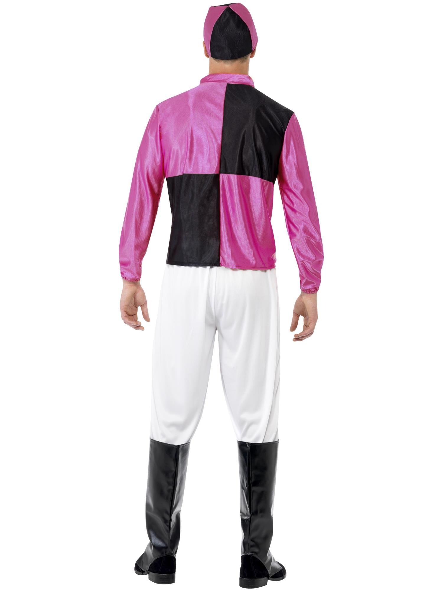 Jockeykostuum, roze en zwart