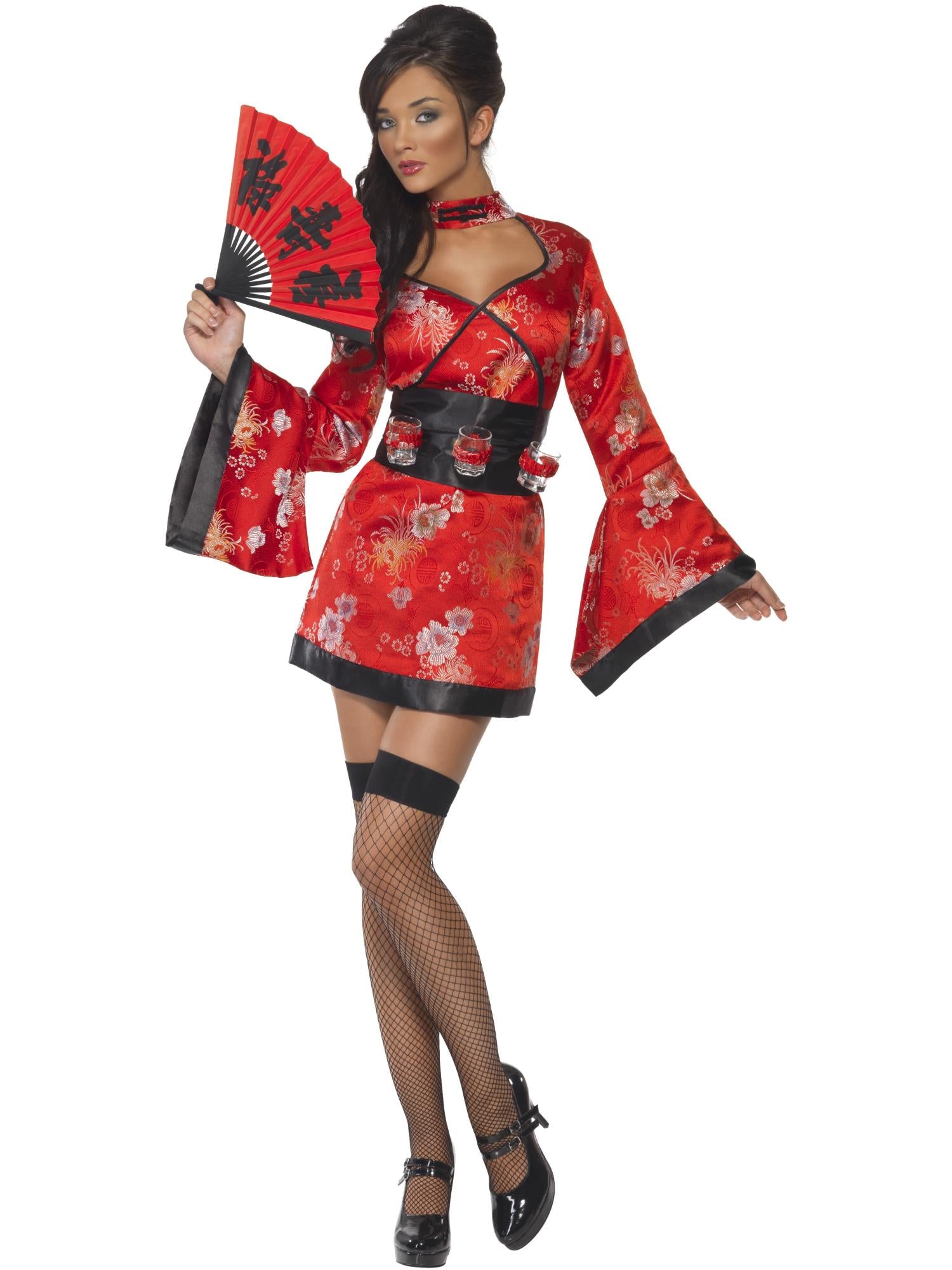 Geisha-kostuum met wodka, rood