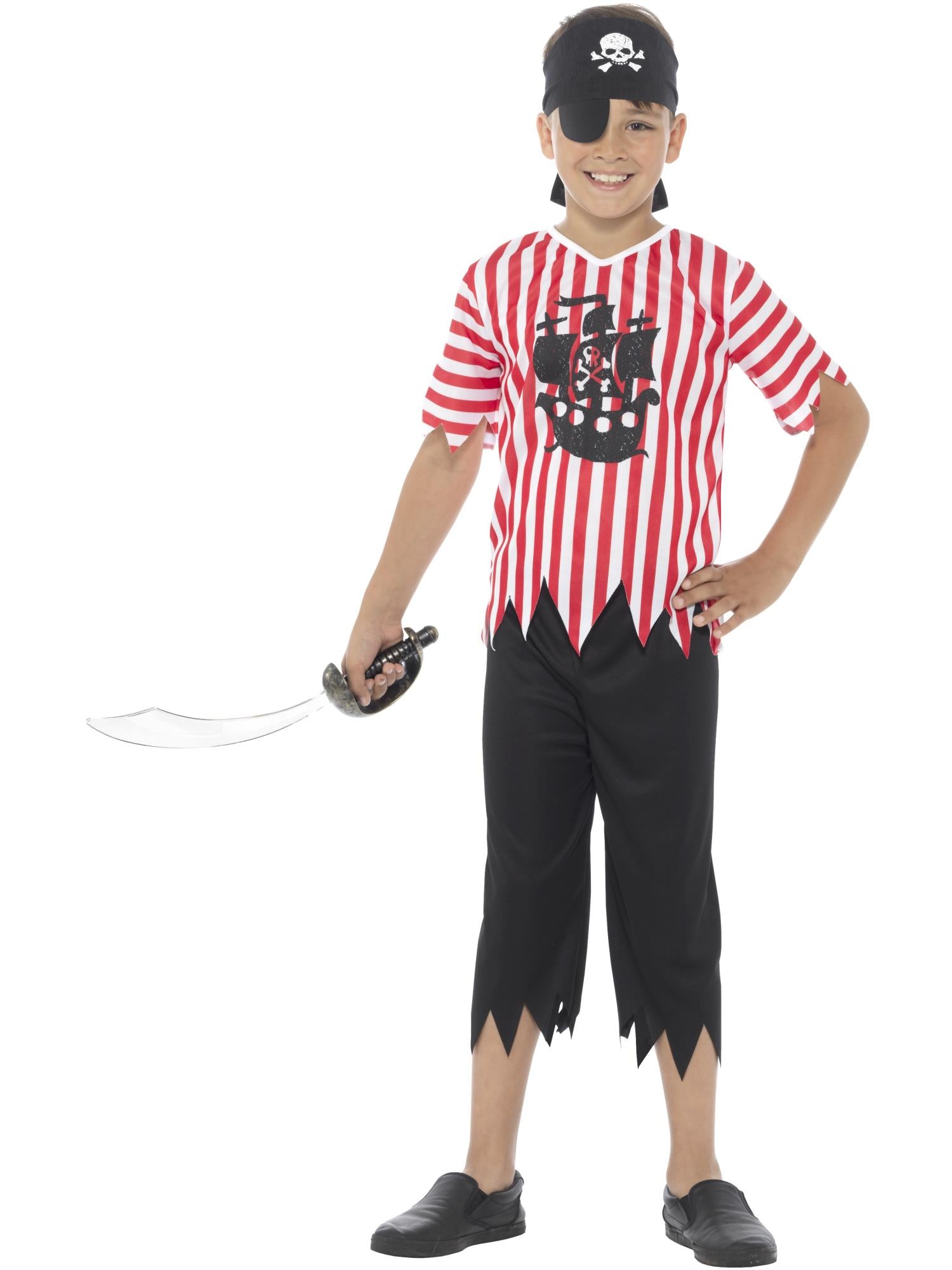 Jolly Pirate Boy  Costume, Red & White