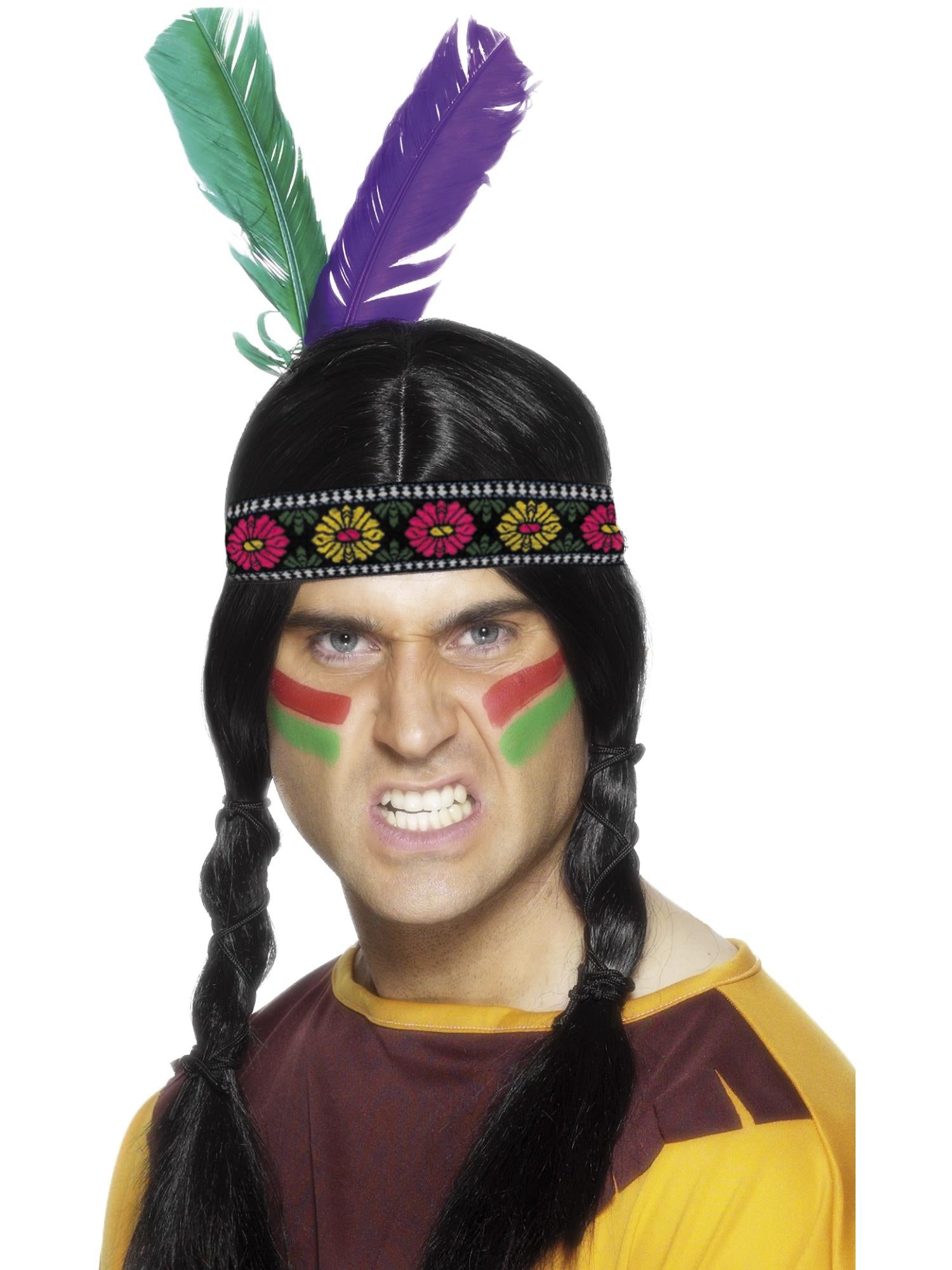 Native American Inspired Feathered Headband, Multi