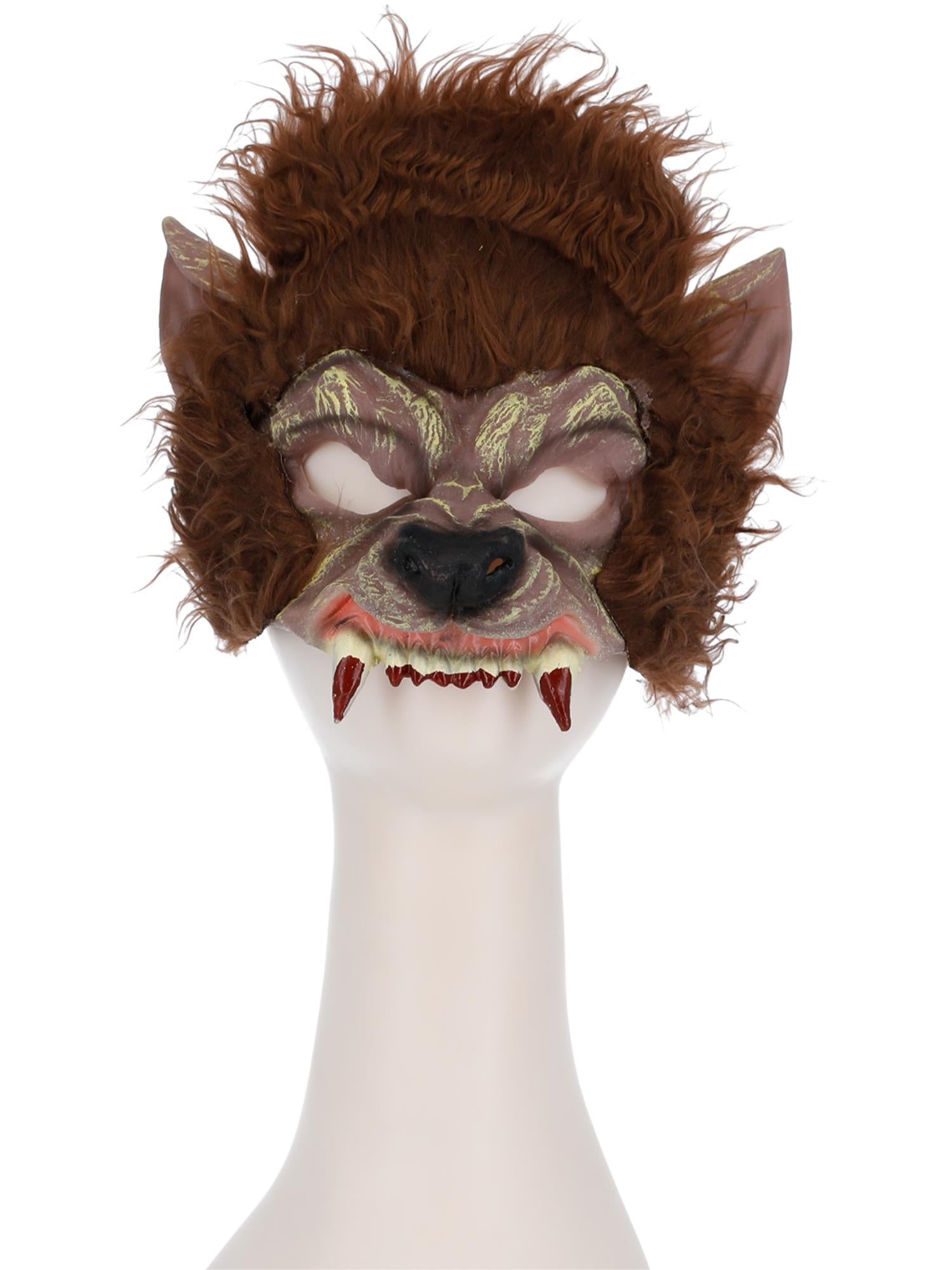 Werewolf Half Face Latex Mask, Brown