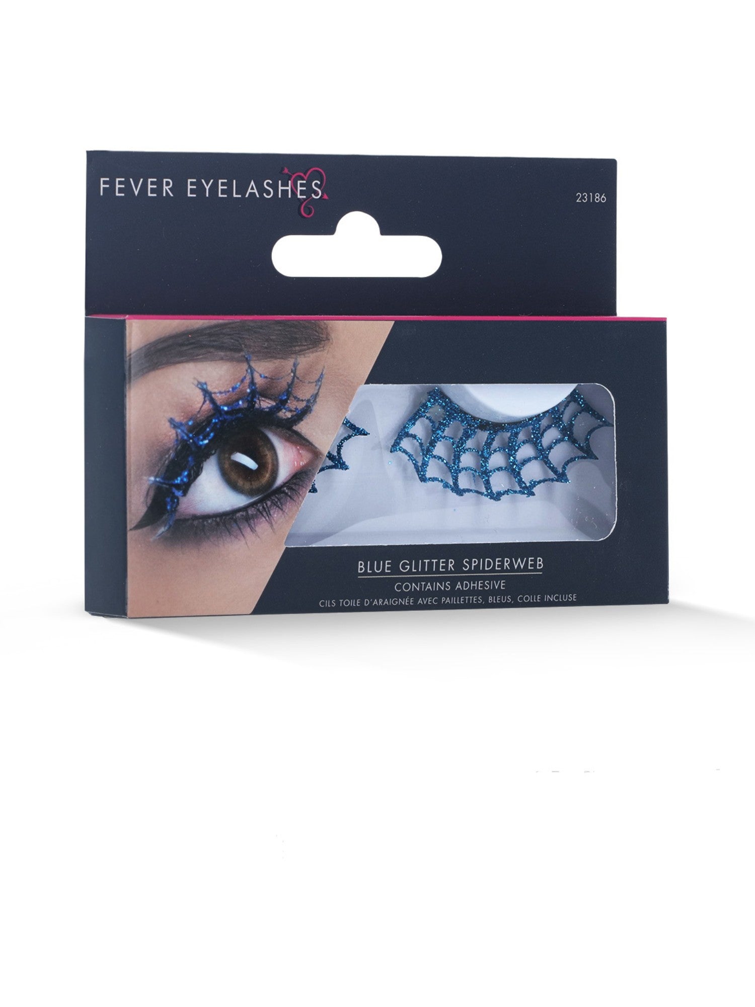 Eyelashes Spiderwebs with Glitter, Blue