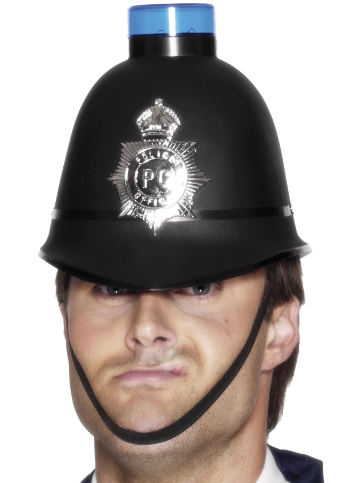 Polizeihut mit blinkender Sirene, schwarz