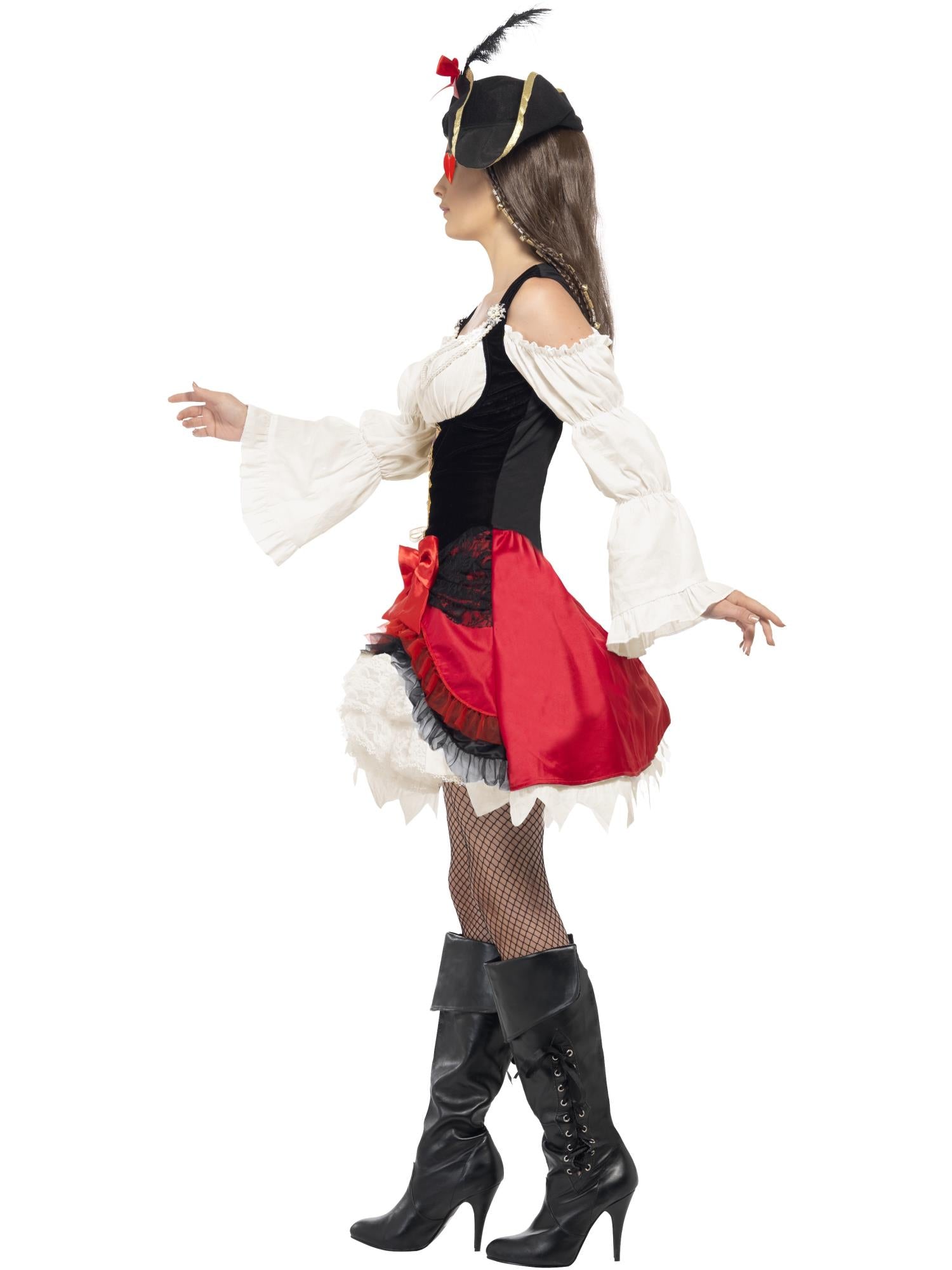Glamorous Lady Pirate Costume, Red