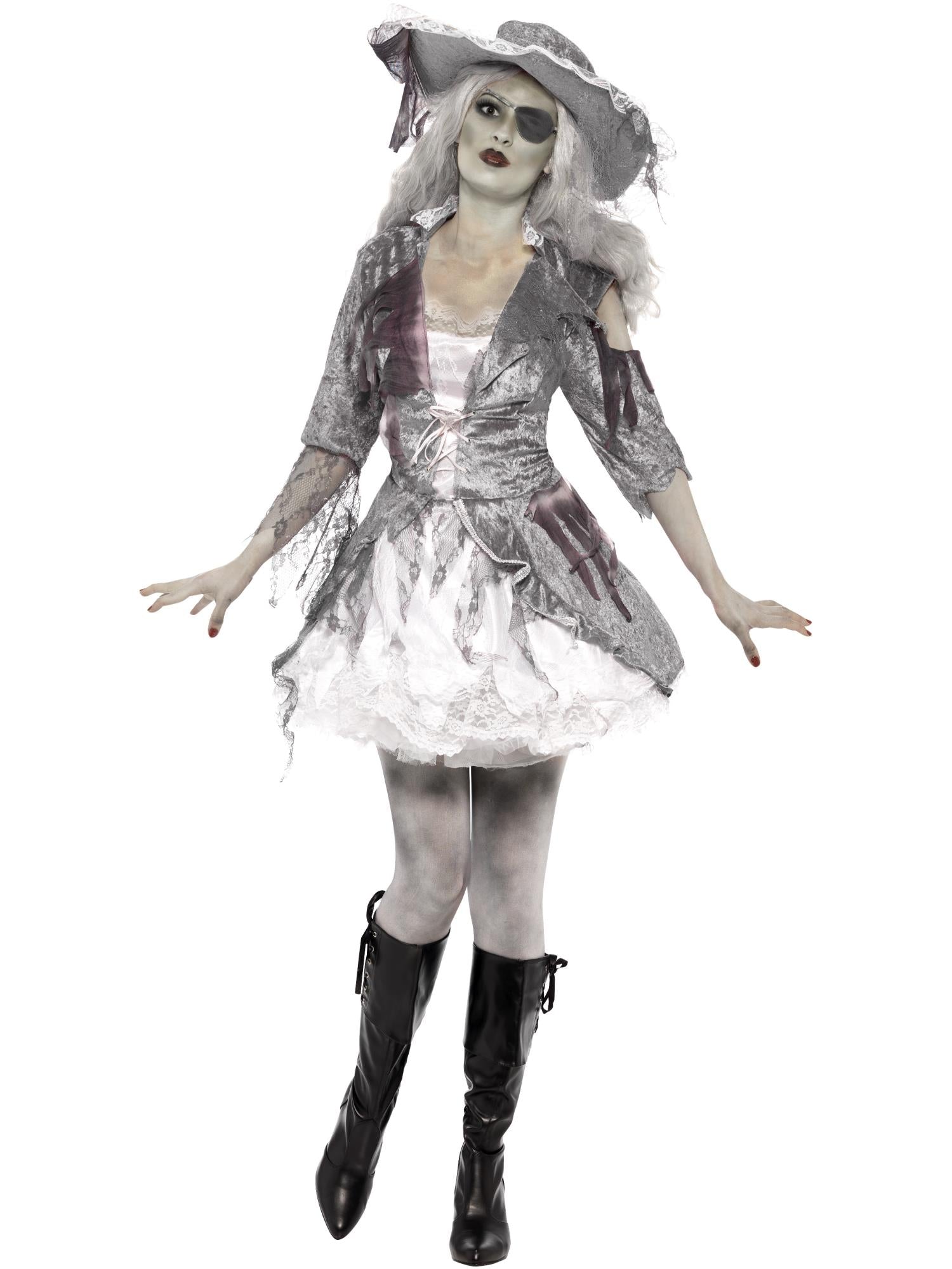 Deluxe Ghost Ship Pirate Treasure Costume, Grey