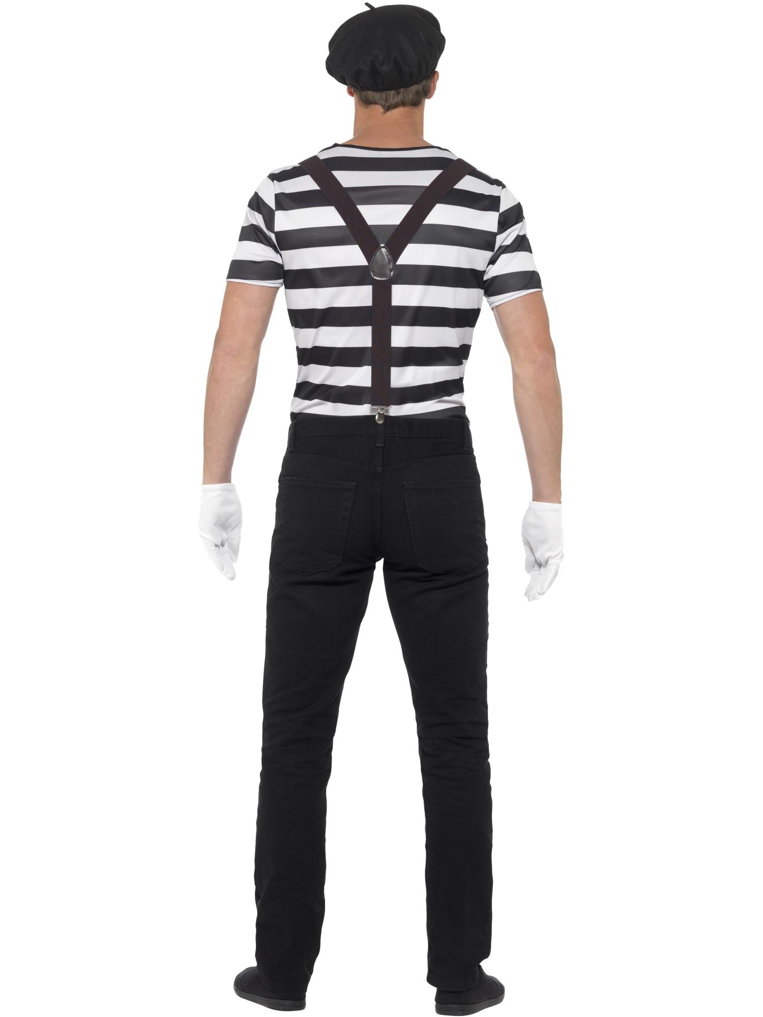 Mime-artiestenkostuum voor heren, zwart