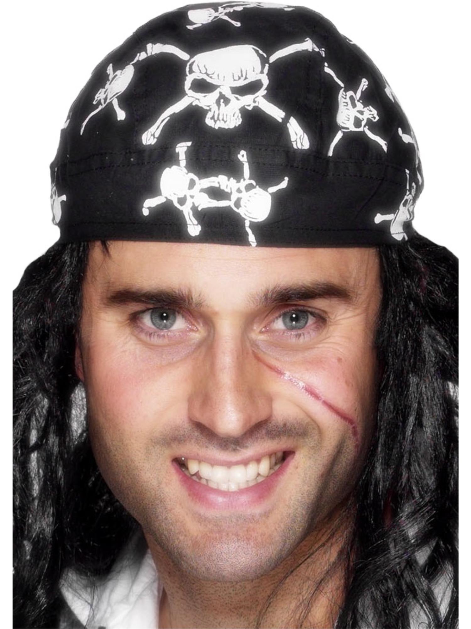 Pirate Bandana, Skull and Crossbones Design, Black