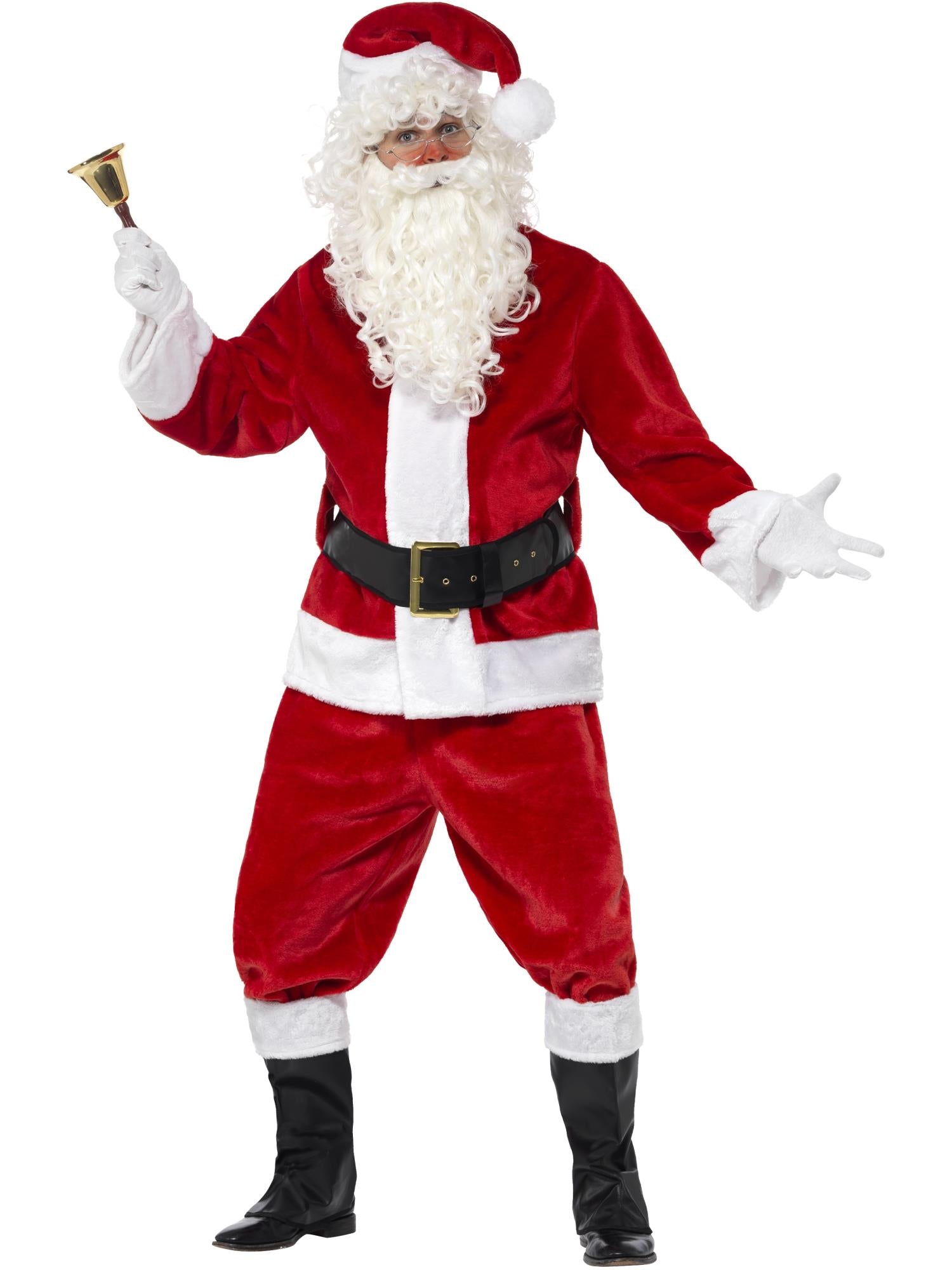 Deluxe Santa Costume & Hat, Red