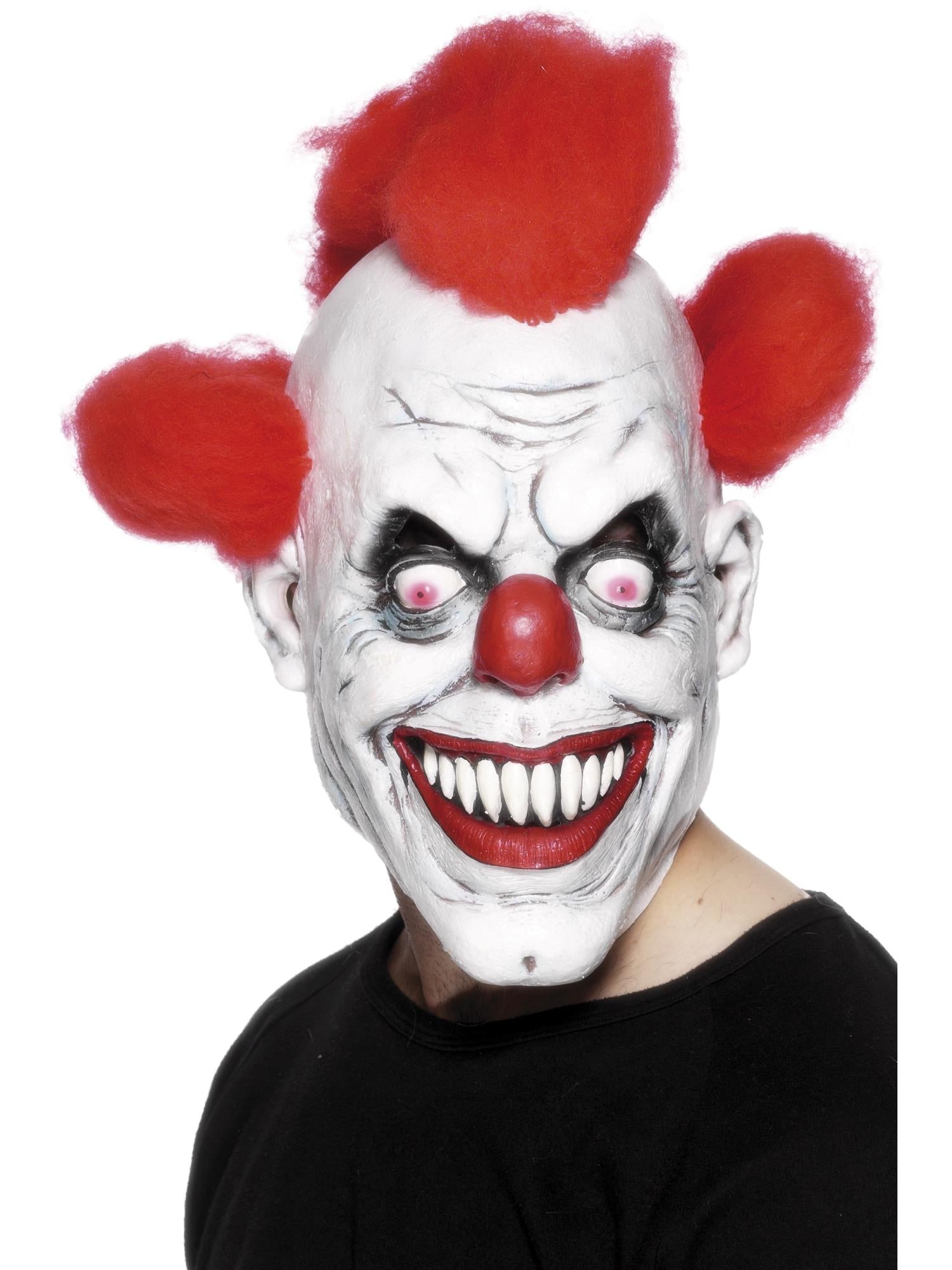 Clown 3/4-latexmasker, rood en wit