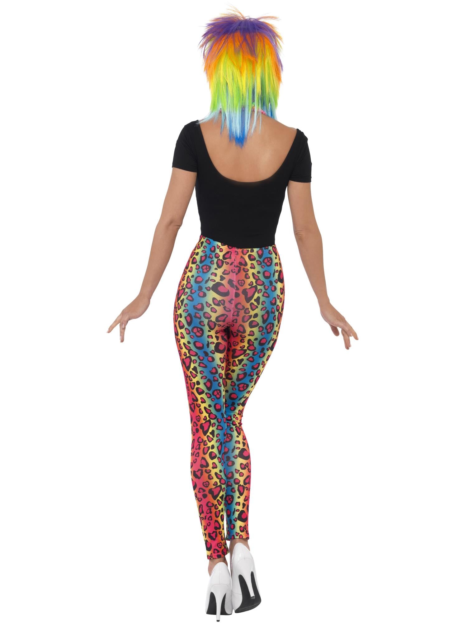 Neon Leopard Print Leggings, Multi-Coloured