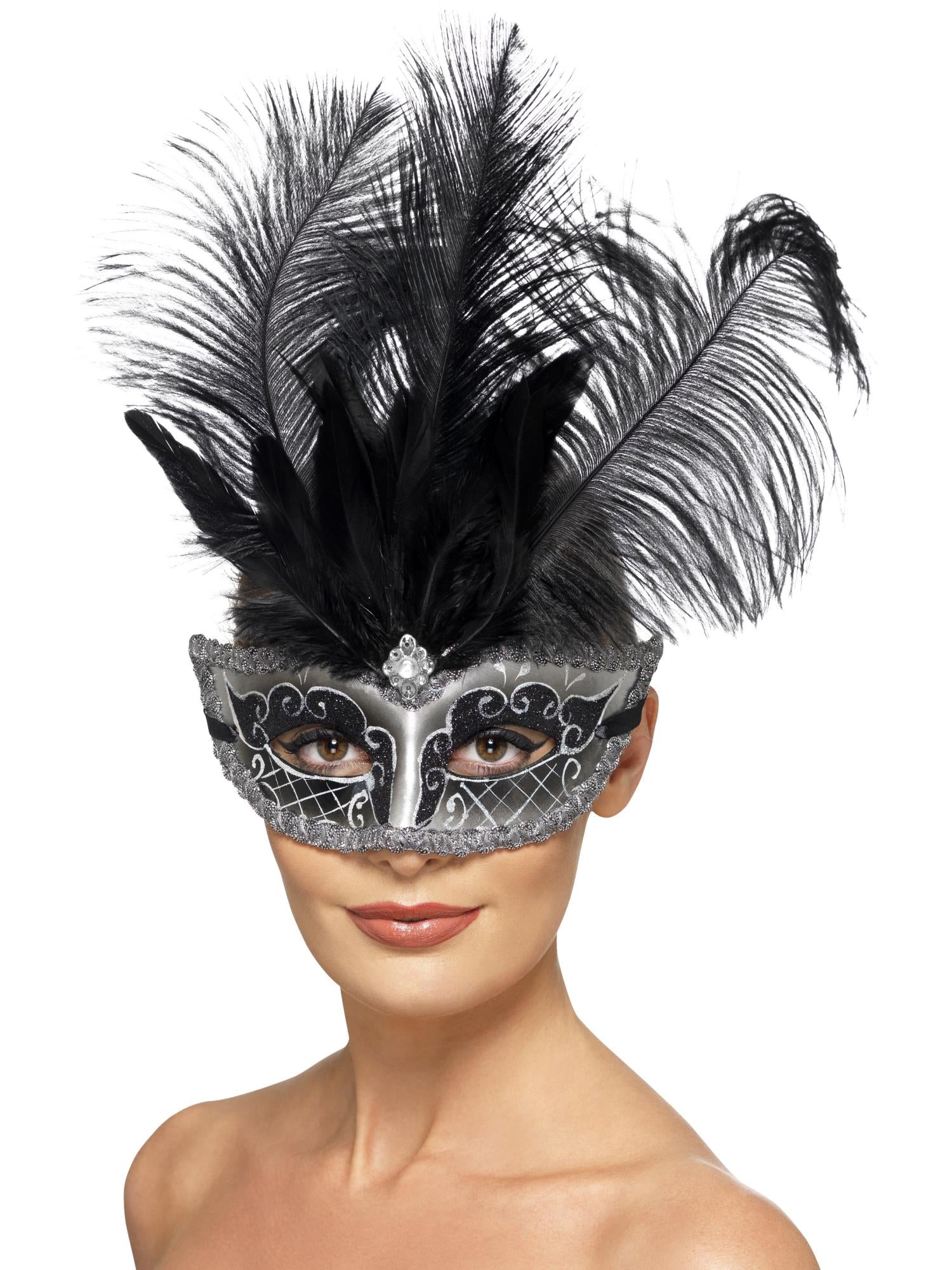 Venetiaans Colombina-oogmasker, grijs