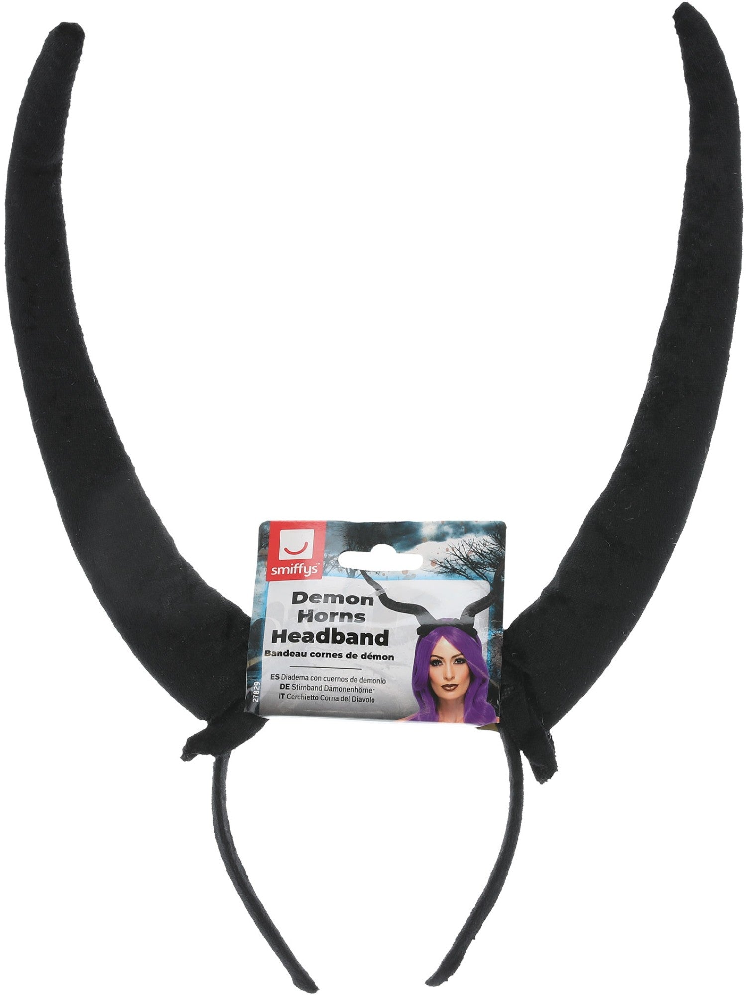 Demon Horns Headband, Black