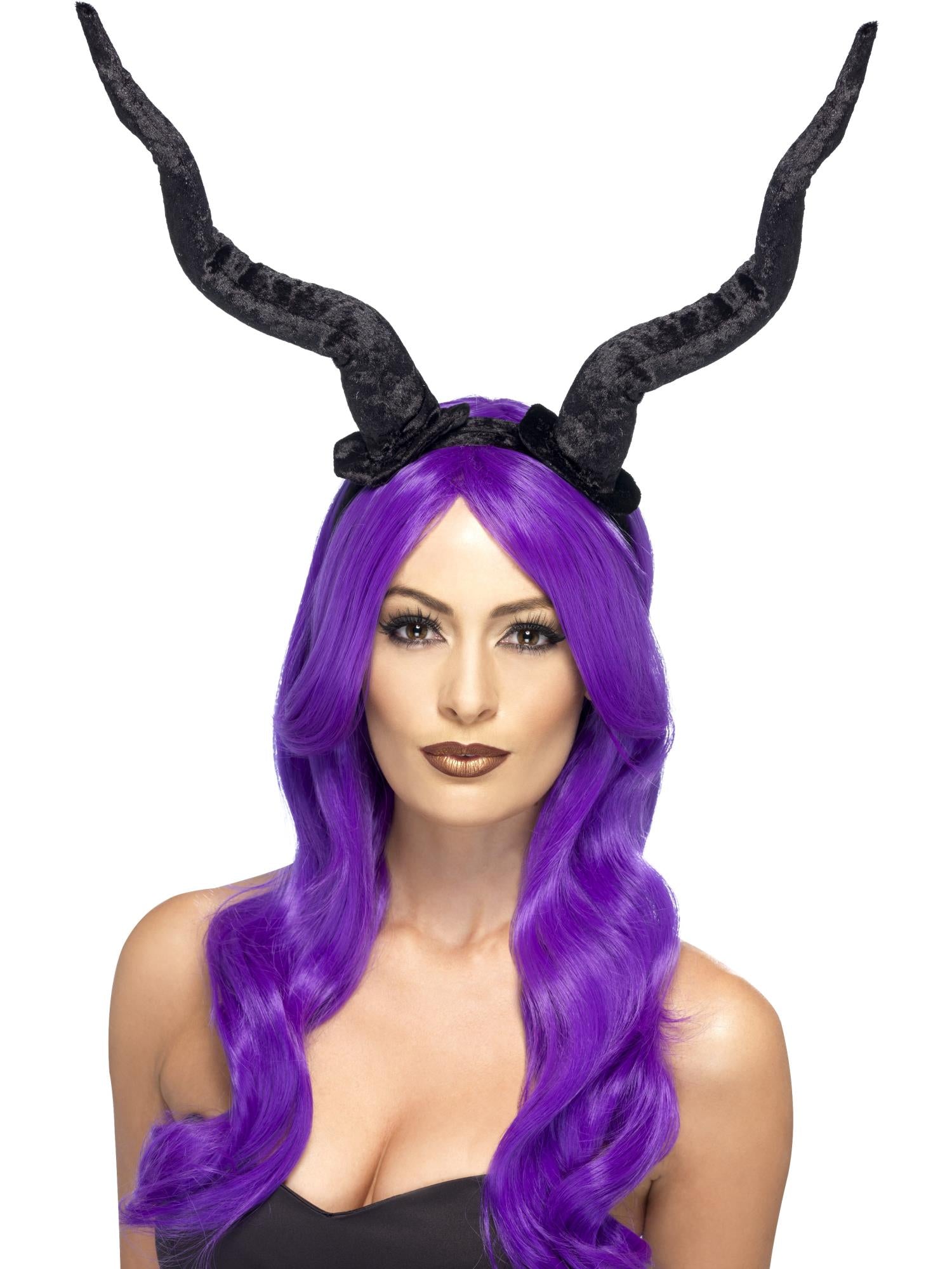 Demon Horns Headband, Black