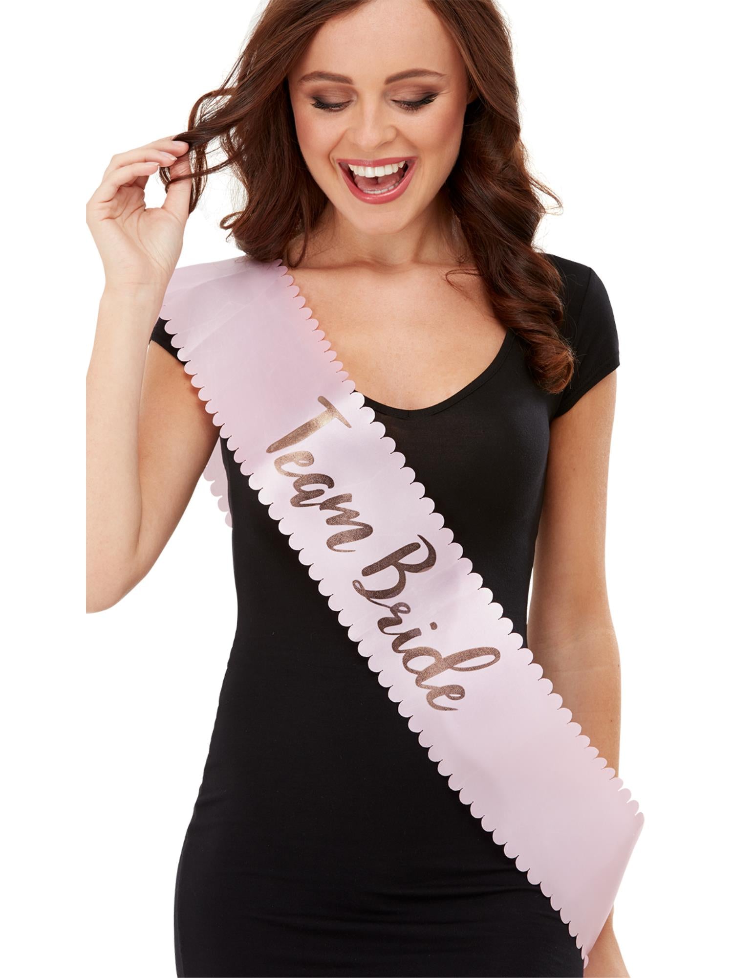 Team Bride Sash, Pink & Gold