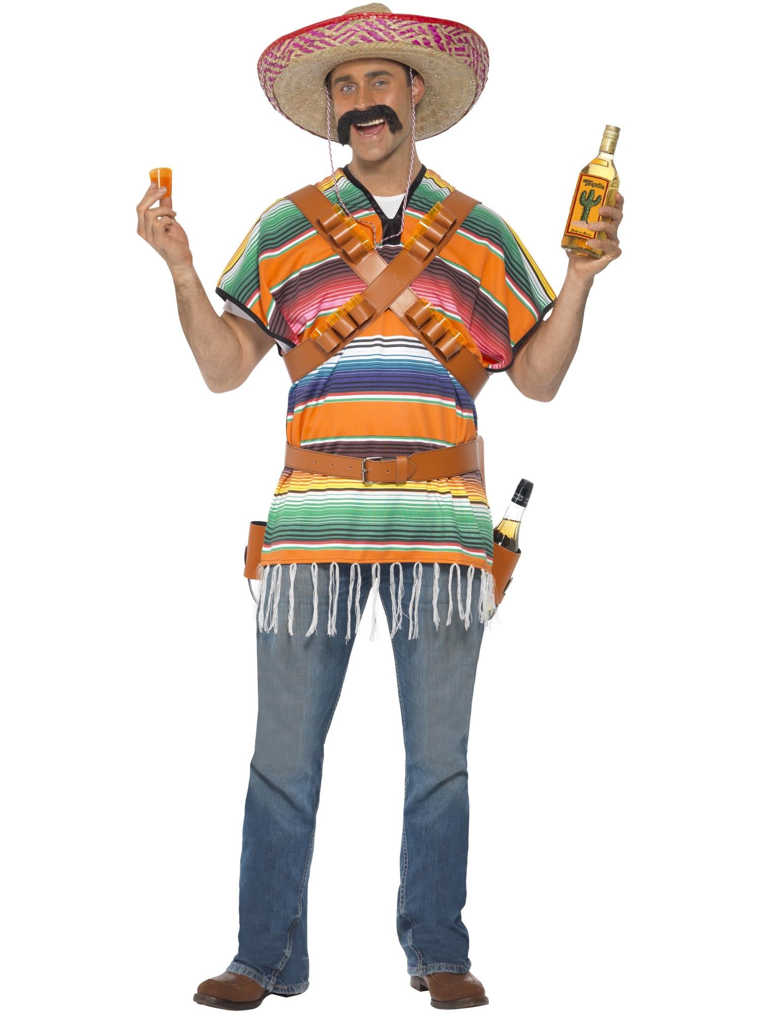 Tequila Shooter Guy Costume, Orange & Green