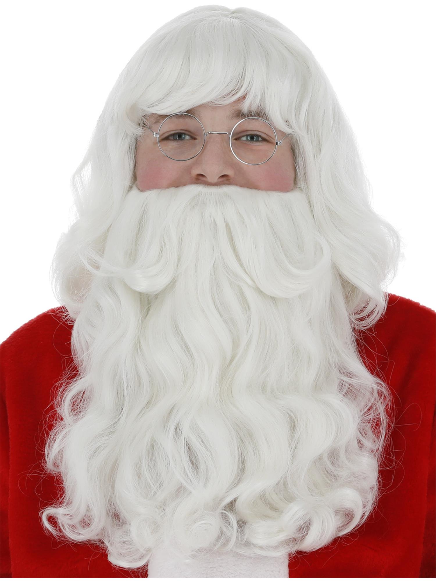 Kerstmanpruik- en baardset, wit