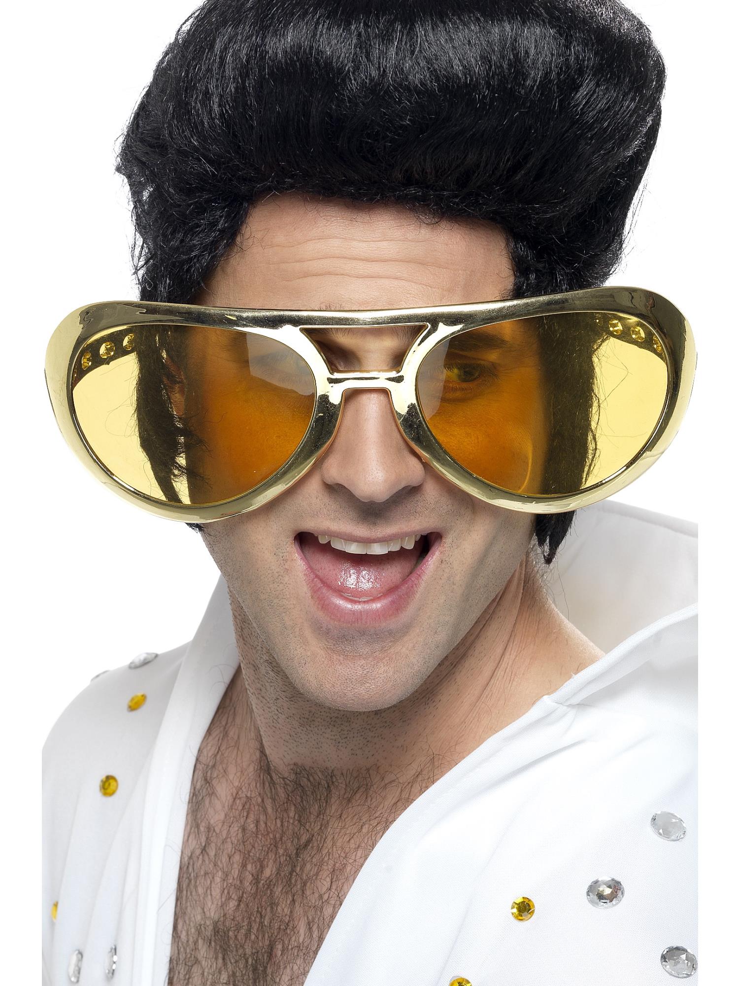 Riesige Rock-Brille im Stil der 70er, goldfarben