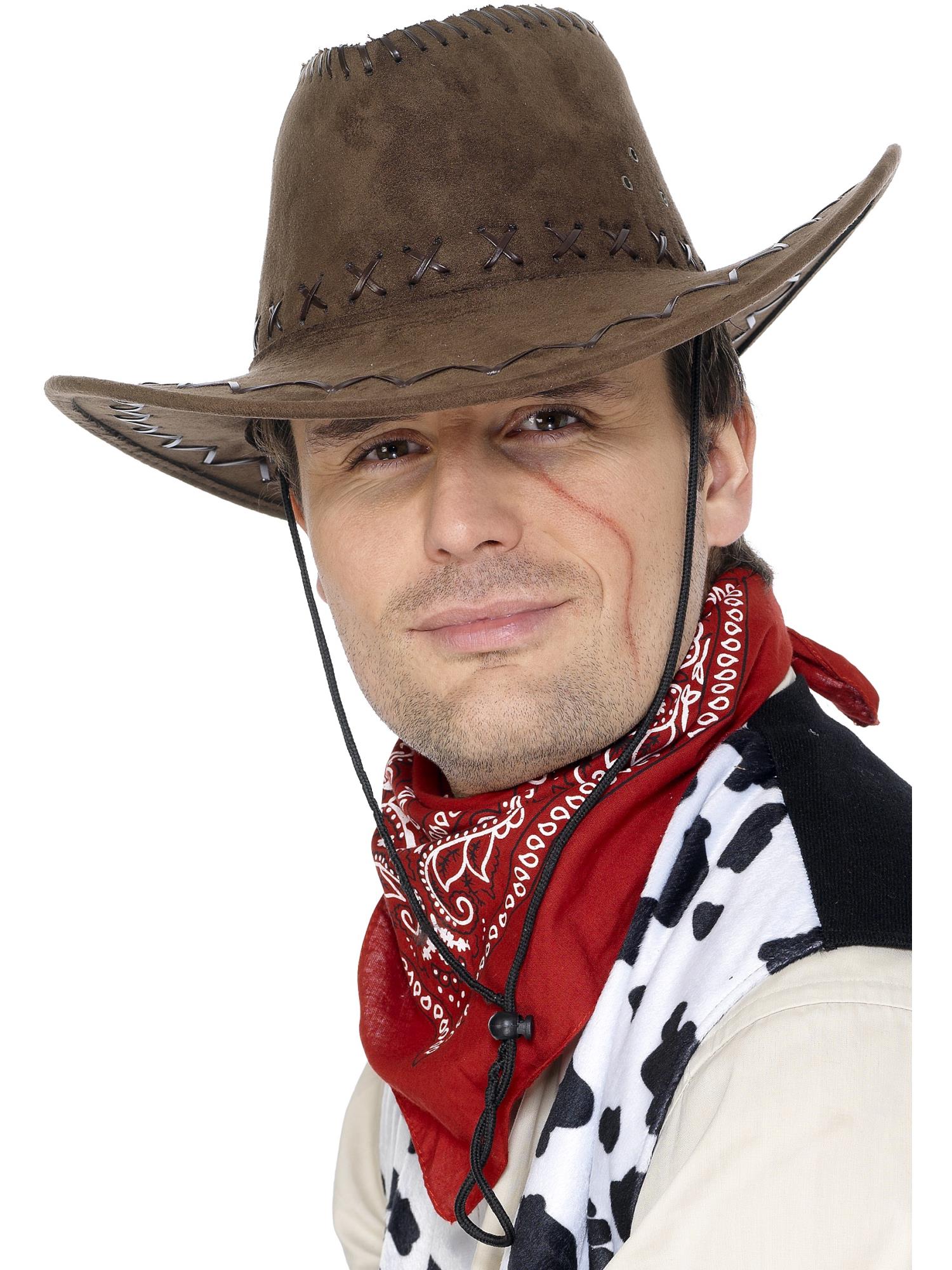 Suede Look Cowboy Hat, Brown