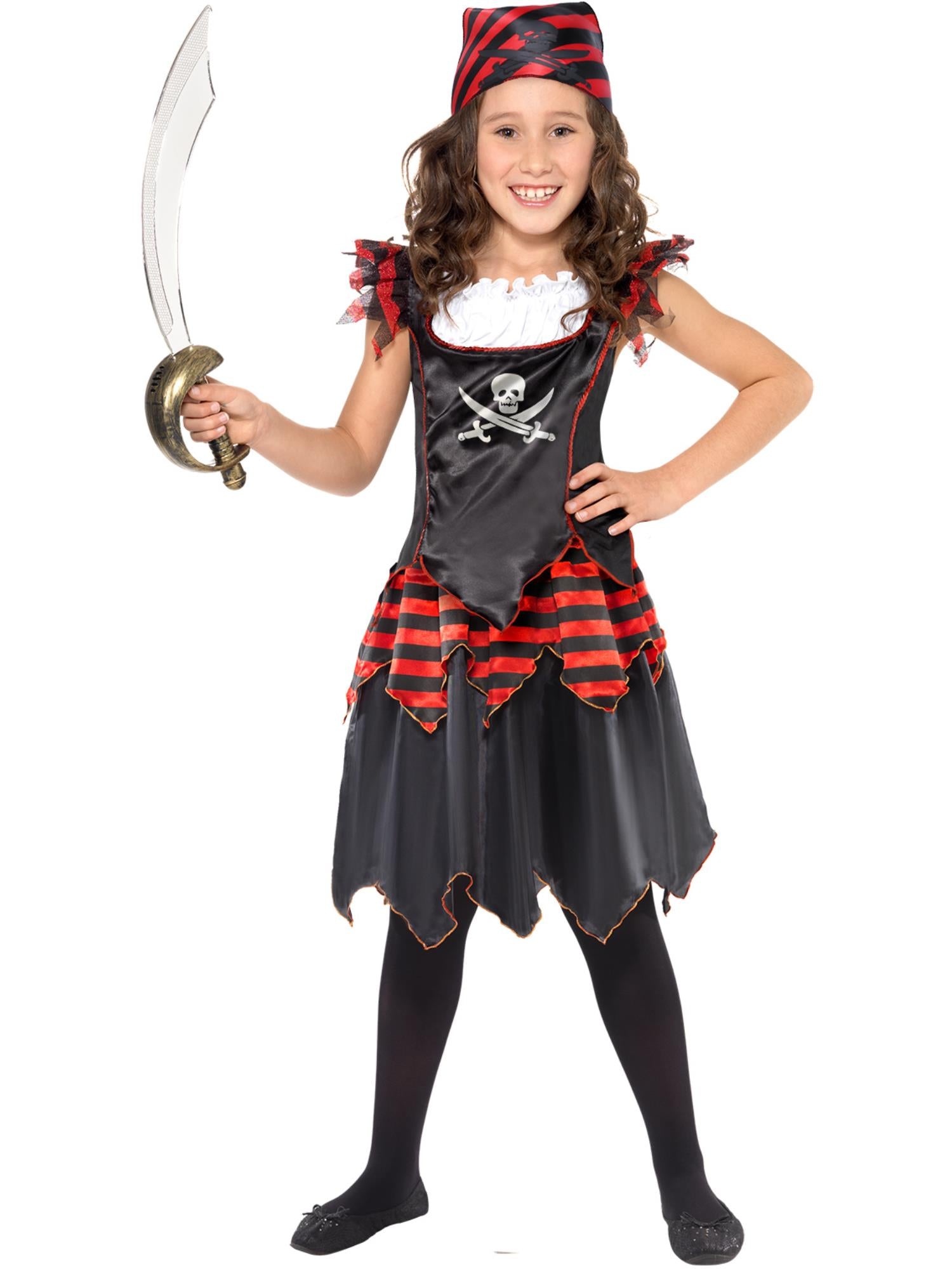 Pirate Skull & Crossbones Girl Costume, Black