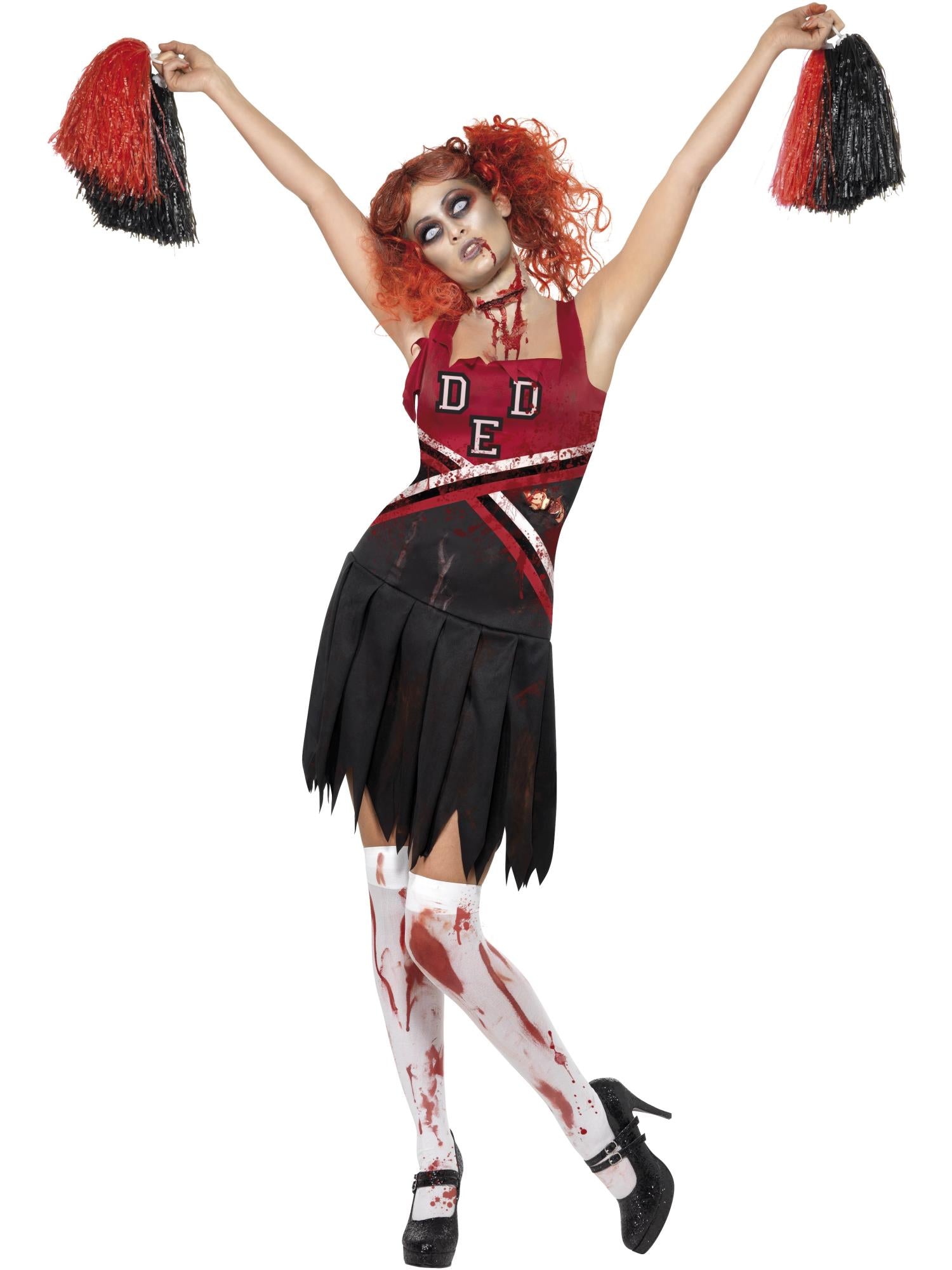 High School Horror-cheerleaderkostuum, rood en zwart