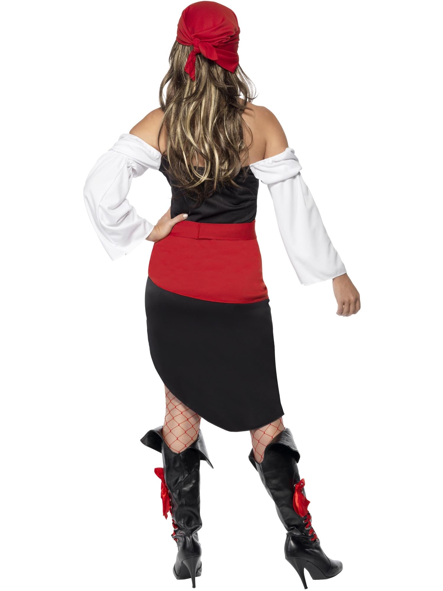 Sassy Pirate Wench Costume with Skirt, Black