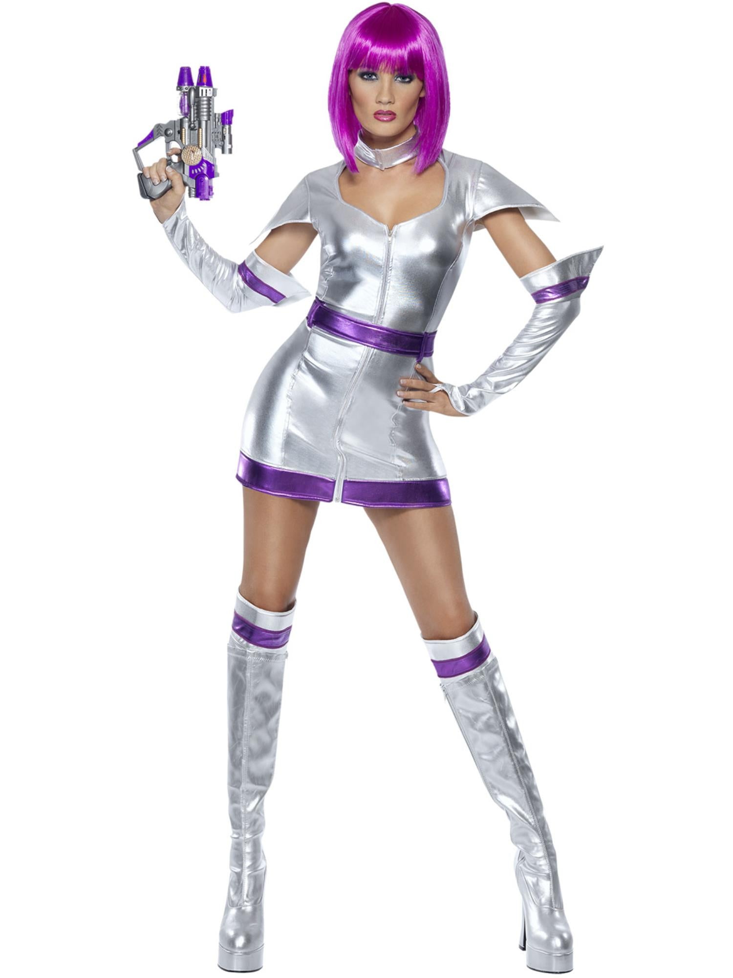 Fever Space Cadet Costume, Silver Metallic