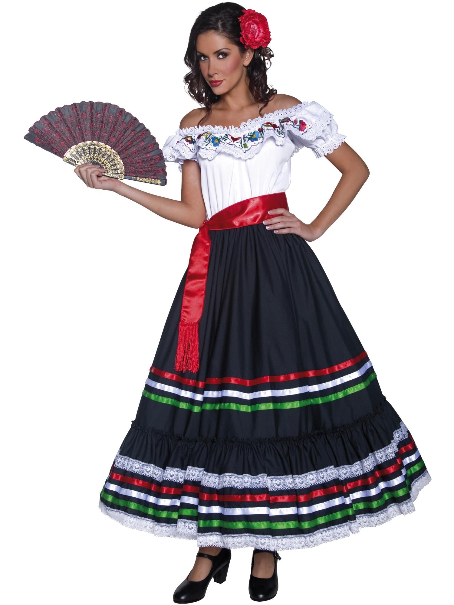 Authentic Western Sexy Senorita Costume, Black & W