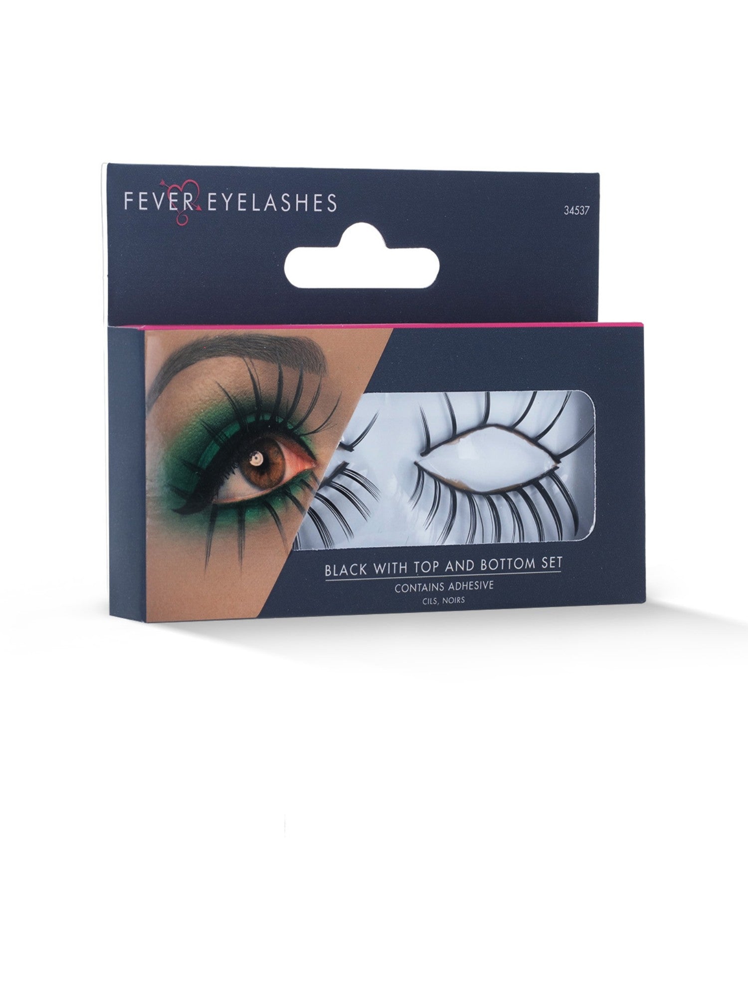 Eyelashes, Top and Bottom Set, Long, Black