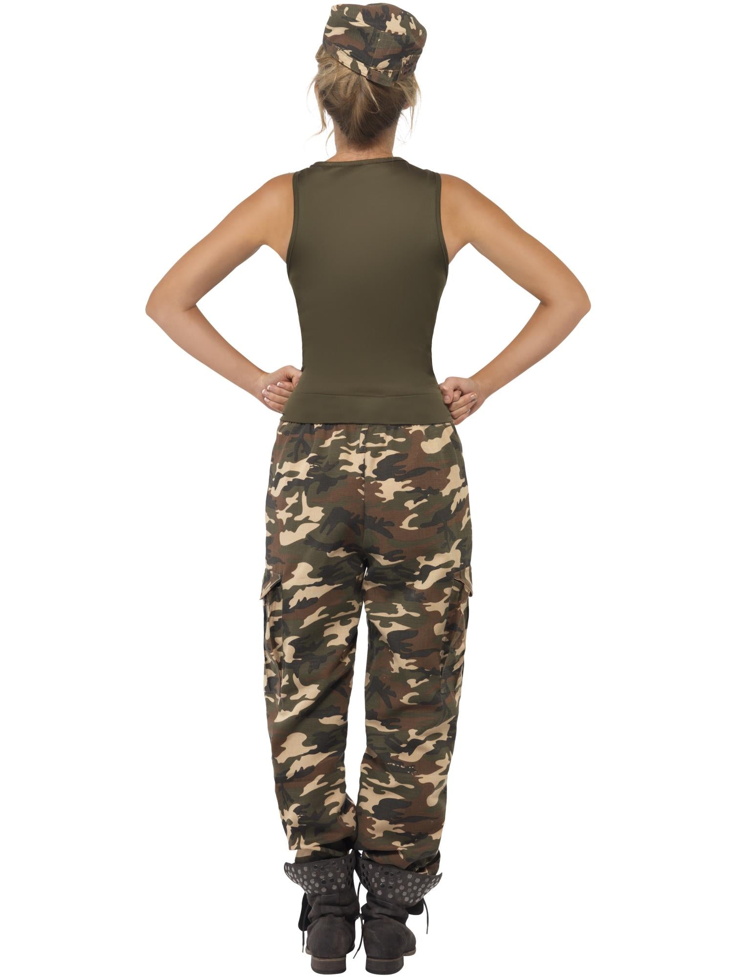 Deluxe Khaki Camo Costume, Female, Khaki Green
