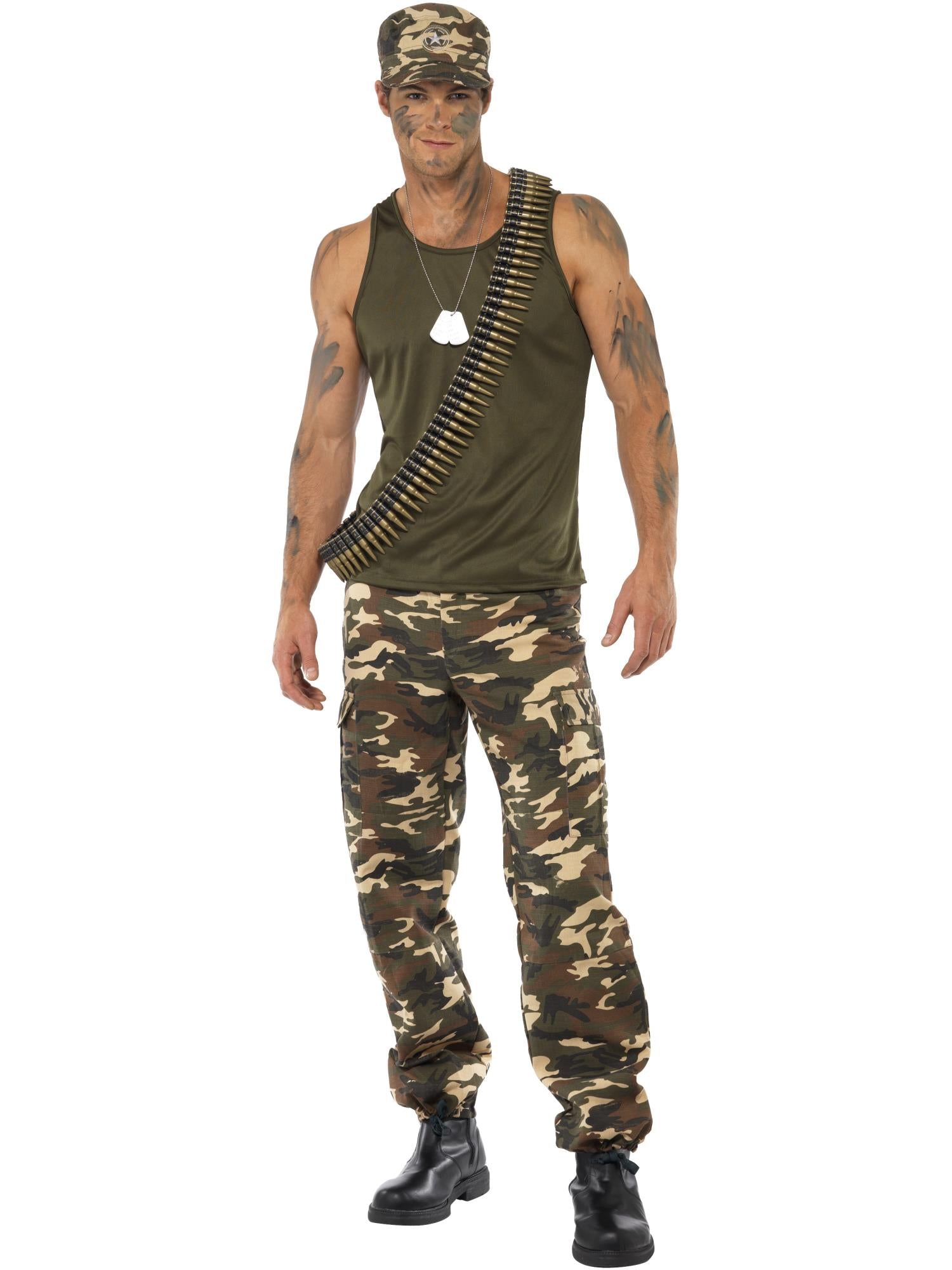 Deluxe Khaki Camo Costume, Male, Khaki Green