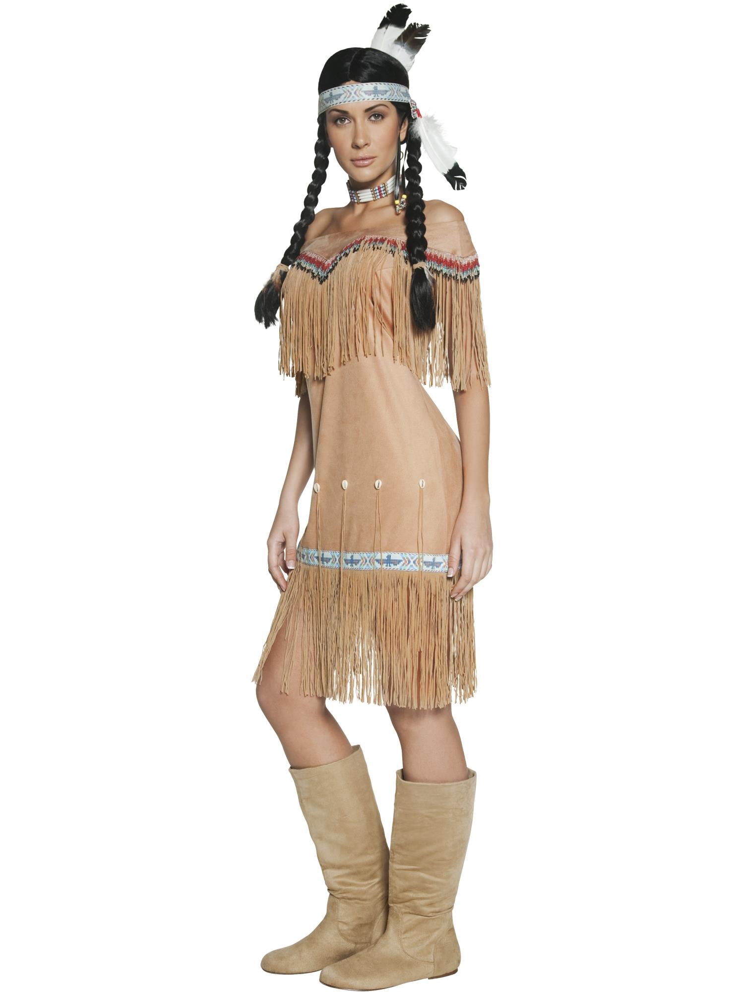 DeluxeNative American Inspired Lady Costume, Beige