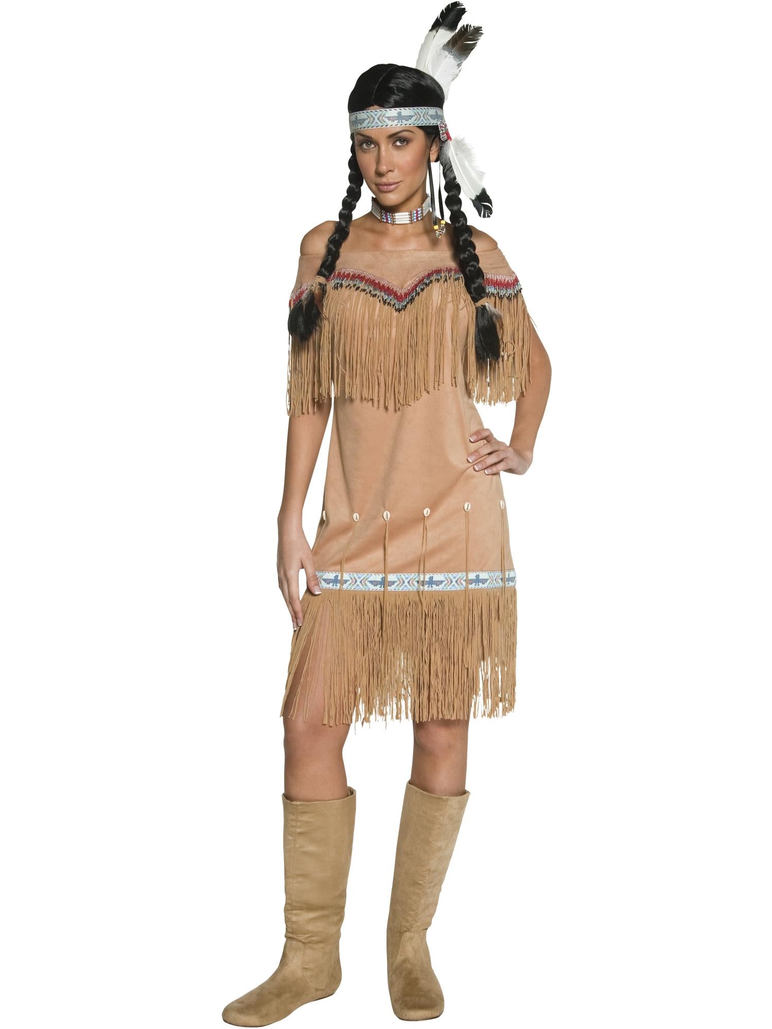 DeluxeNative American Inspired Lady Costume, Beige
