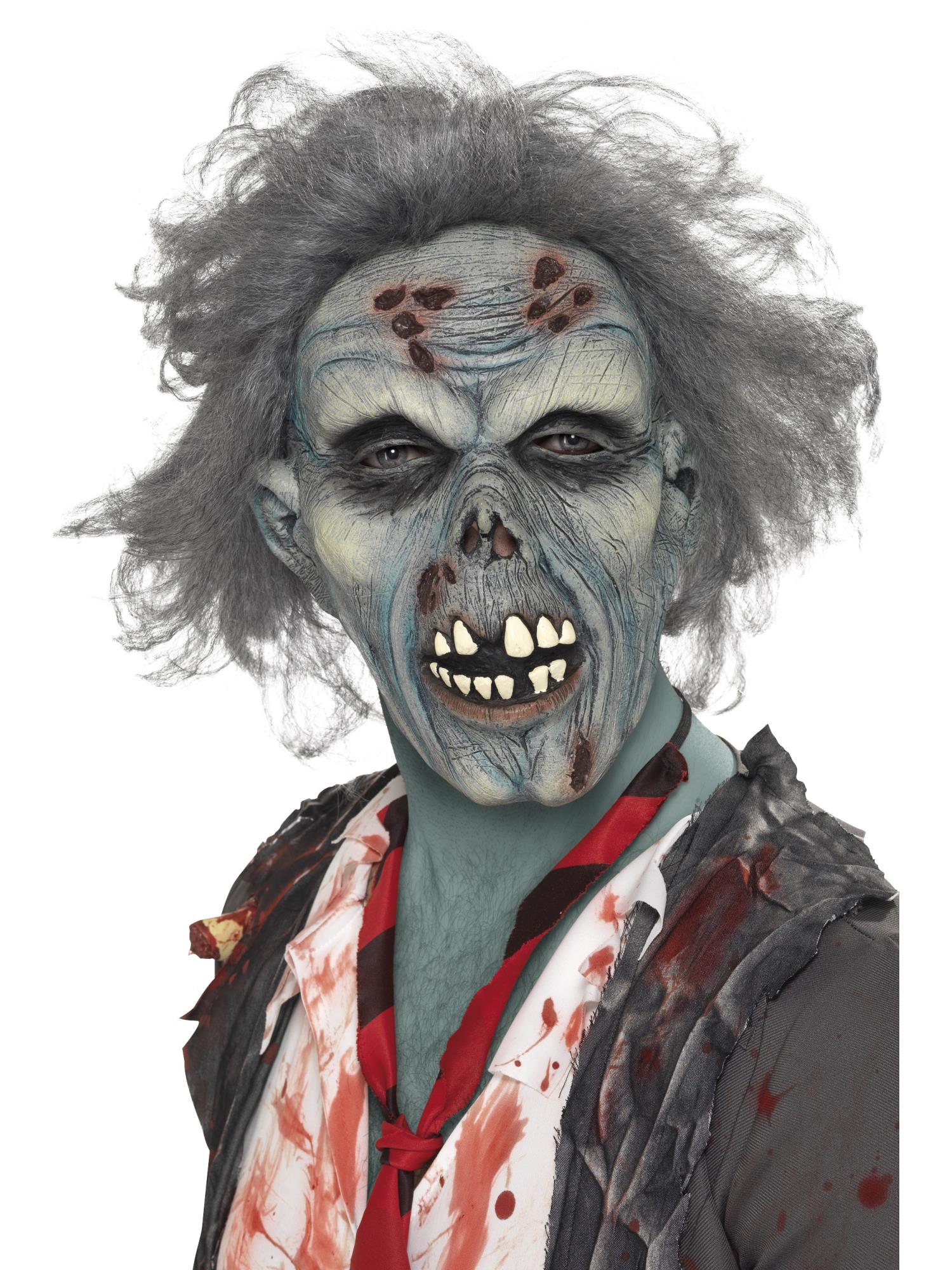 Rottend zombiemasker, grijs