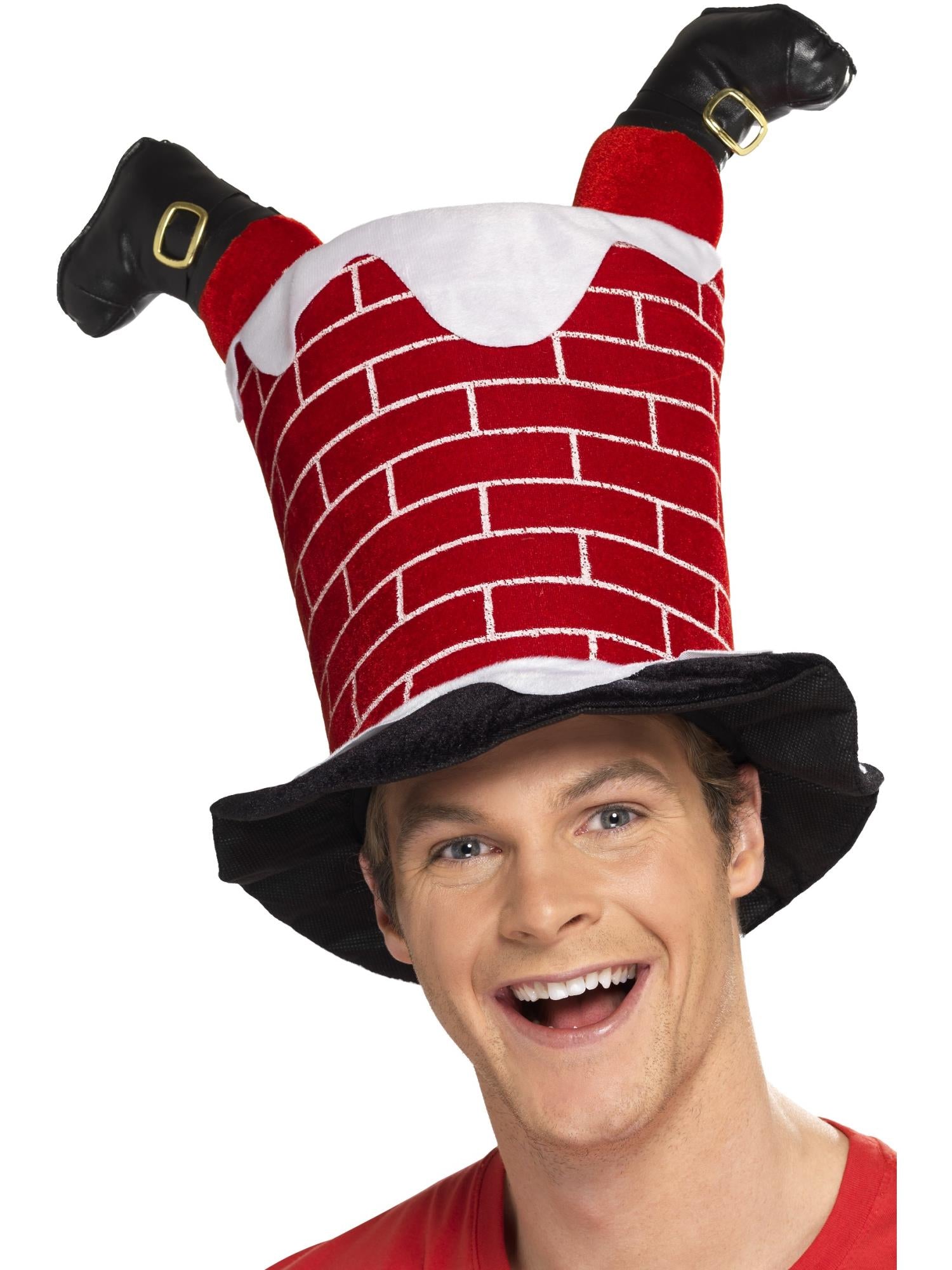 Santa Stuck in Chimney Hat, Red