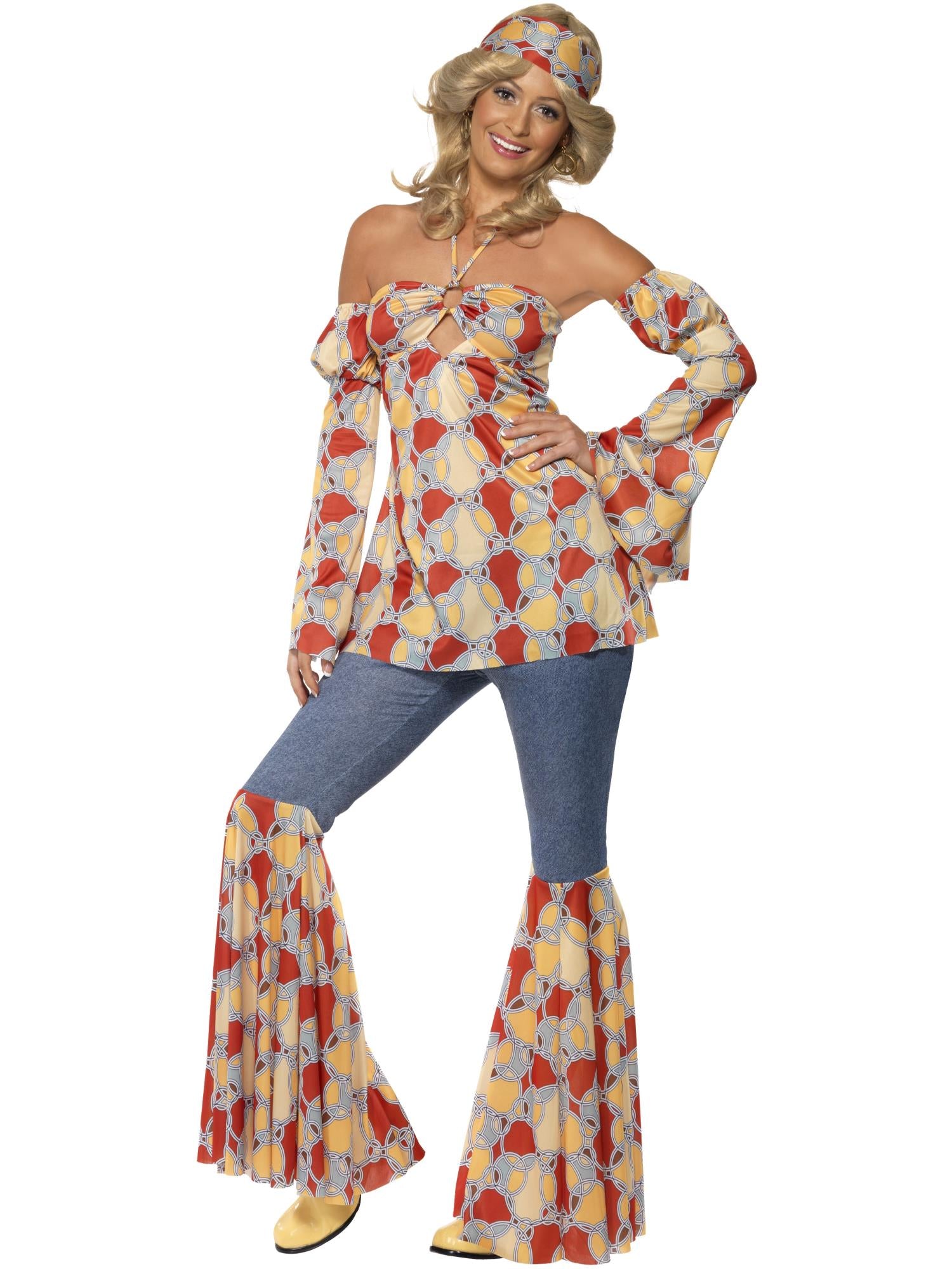Vintage Hippy 70s Costume, Multi-Coloured