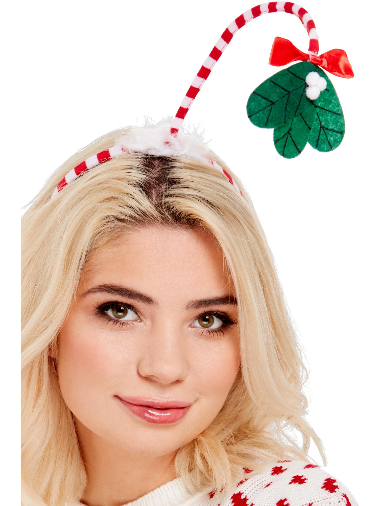 Mistletoe Kisses Headband, Red & White