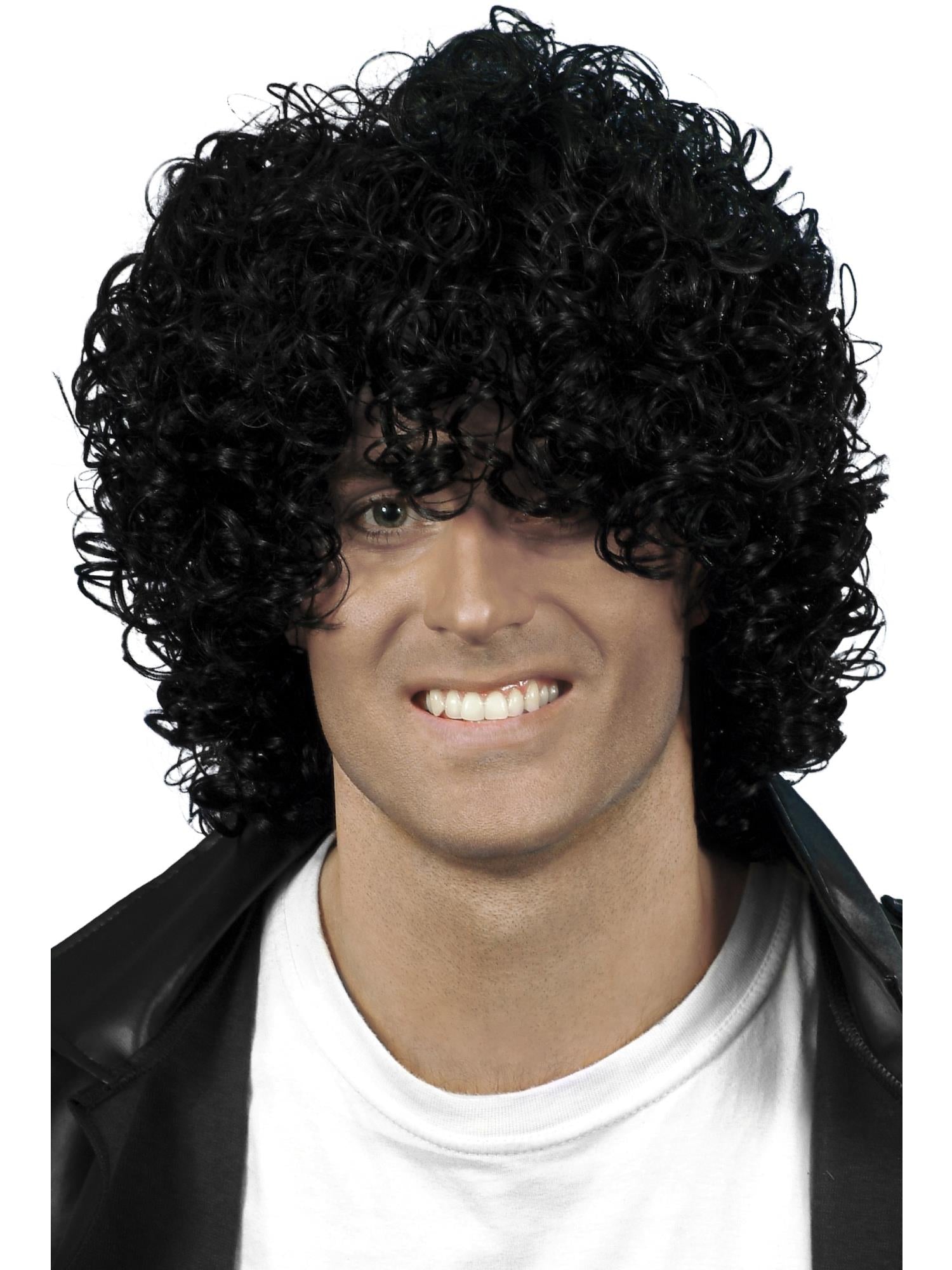 Afro-Perücke im Wet-Look, schwarz