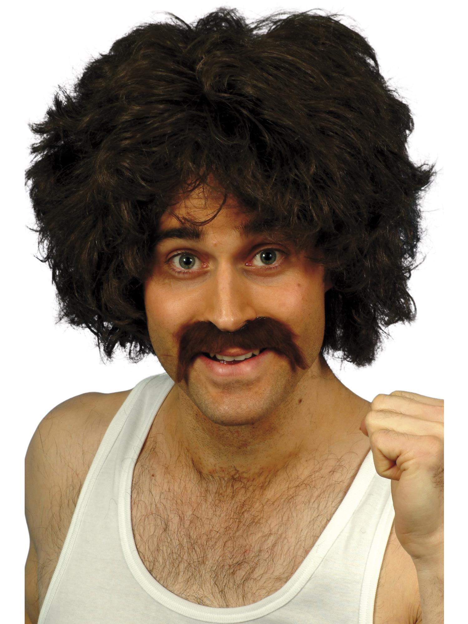 Retro Wig & Tash, Brown