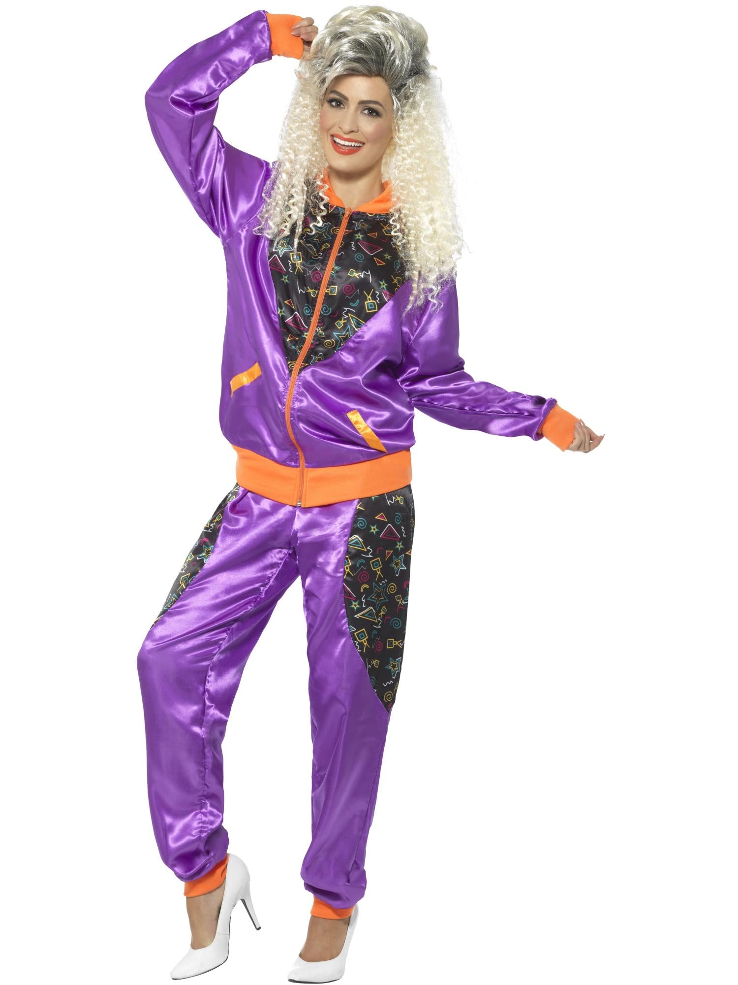 Retro Shell Suit Costume, Ladies, Purple