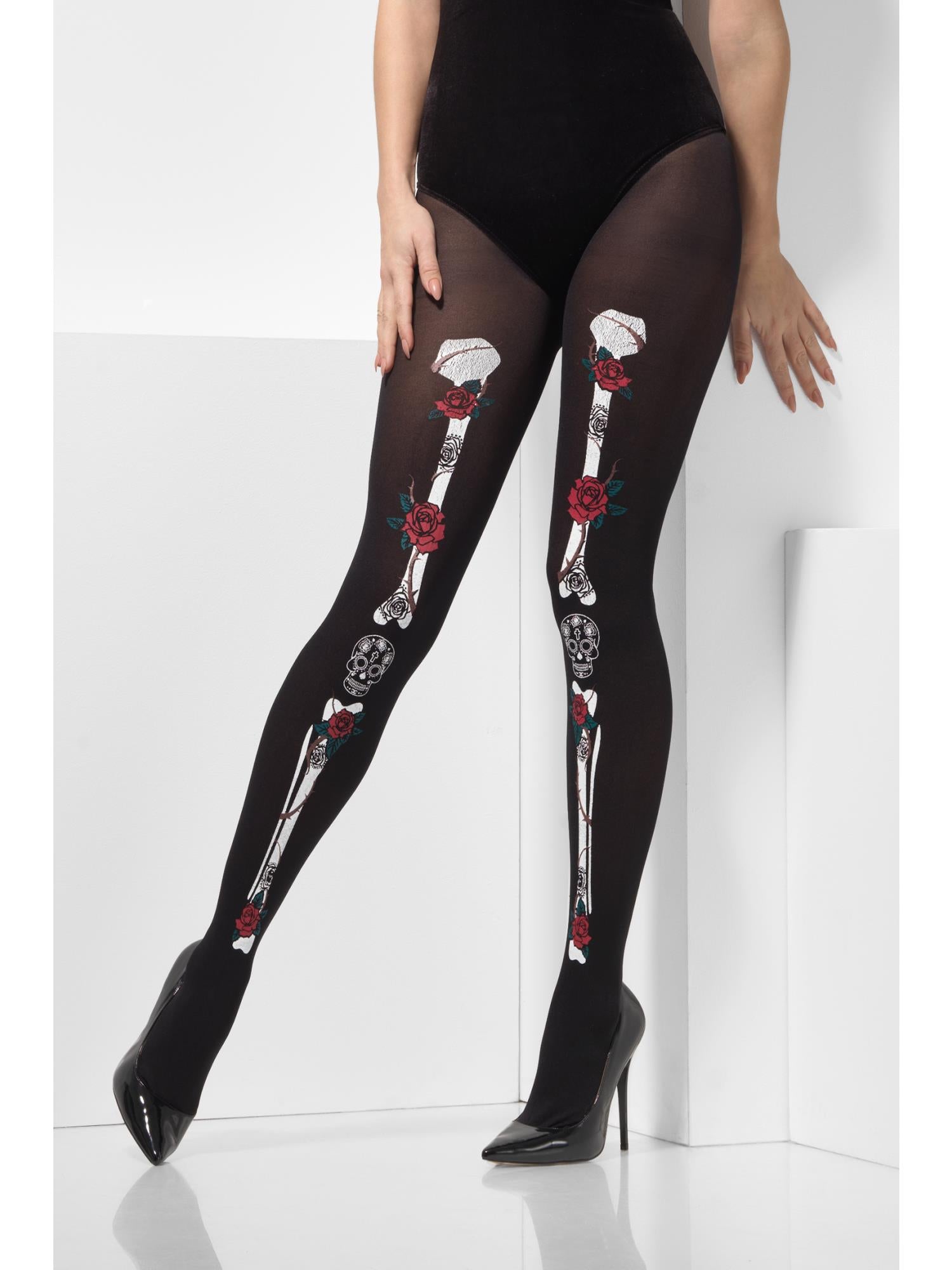 Opaque Day of the Dead Tights, Black