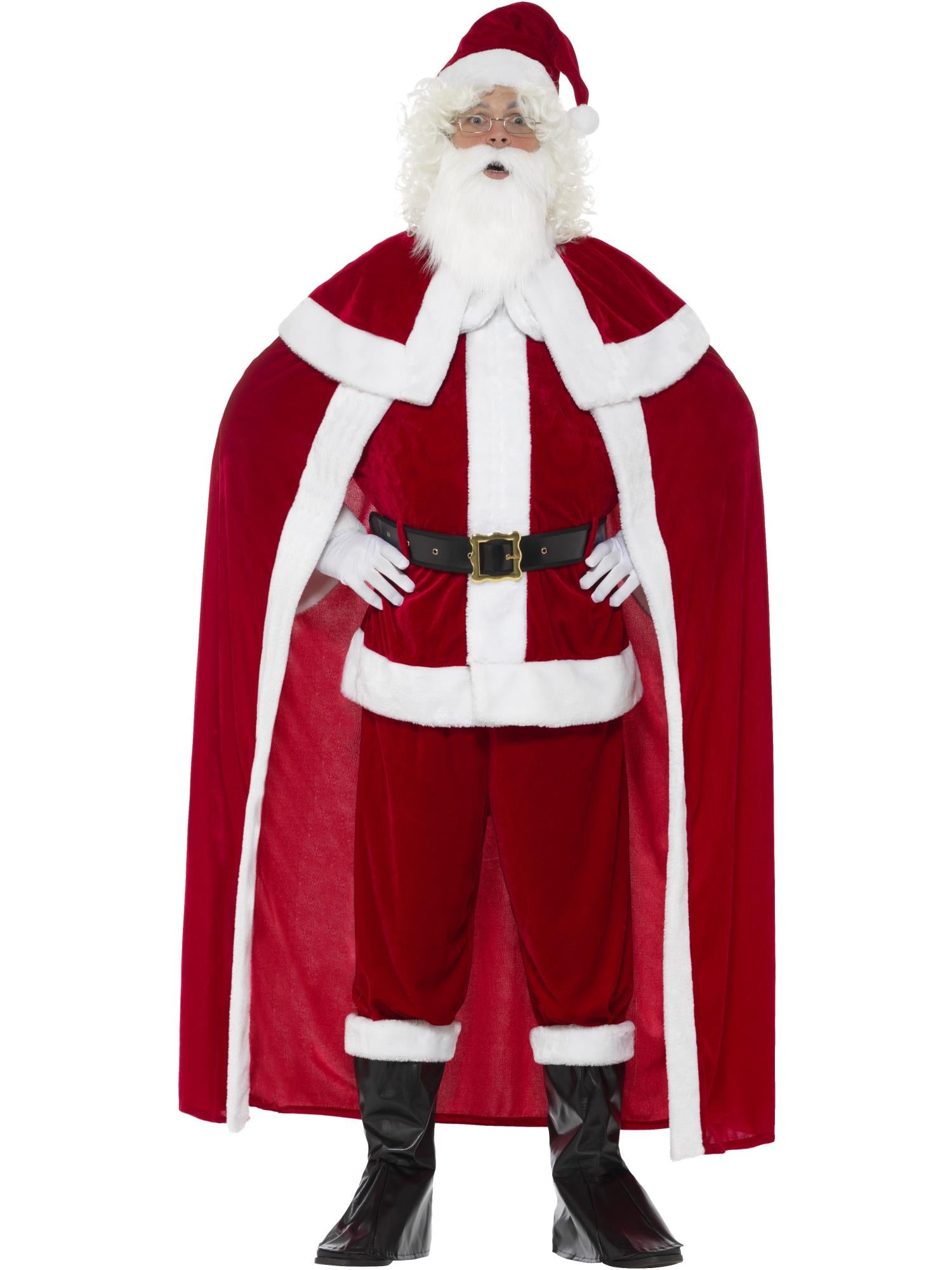 Luxus-Weihnachtsmannkostüm mit Hose, rot