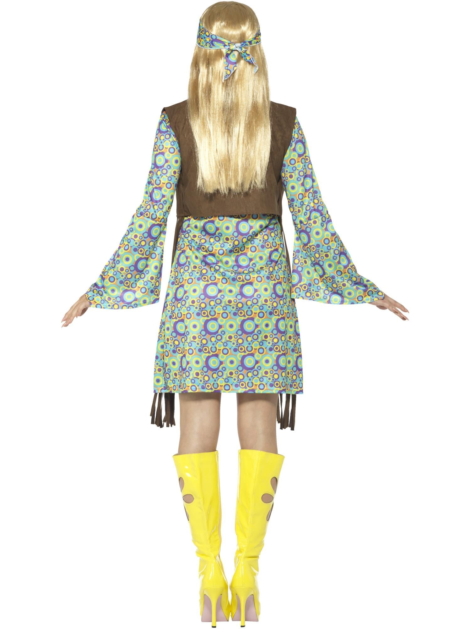 60s Hippie Chick Costume, with Dress, Multi-Colour