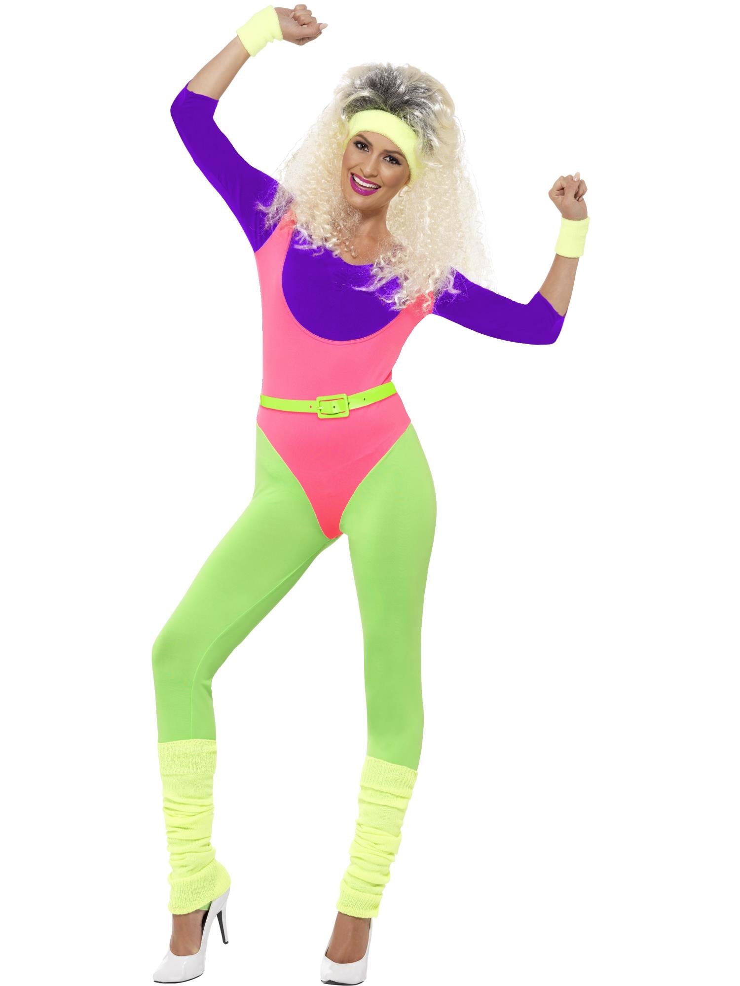 80s Work Out Costume, with Jumpsuit, Neon
