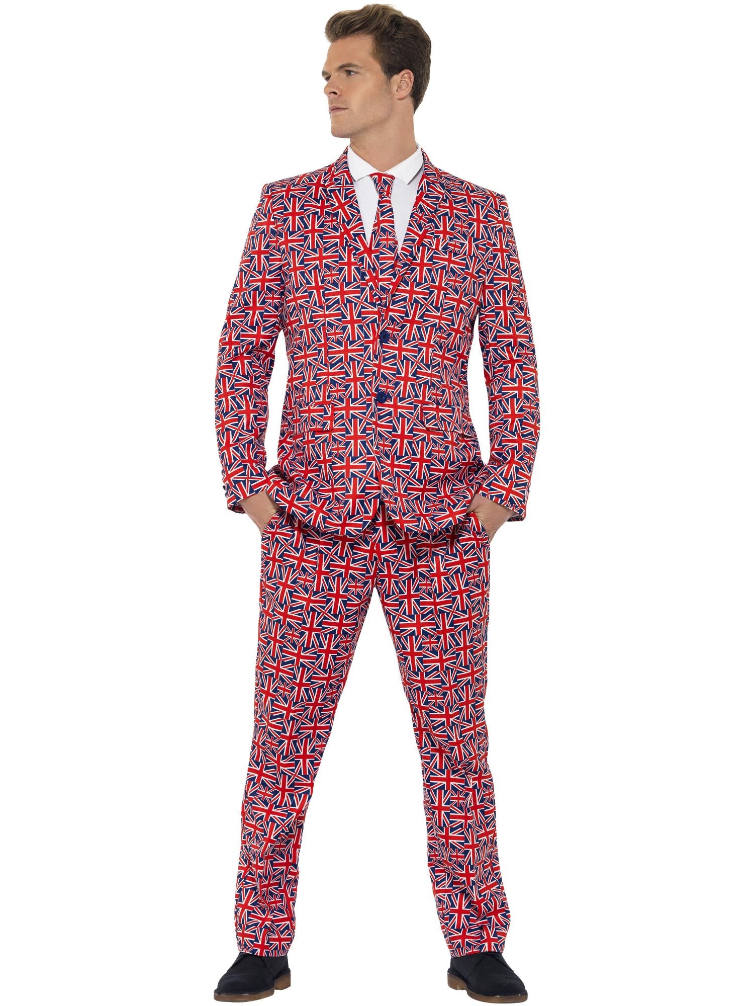 Anzug mit Union-Jack-Muster, rot
