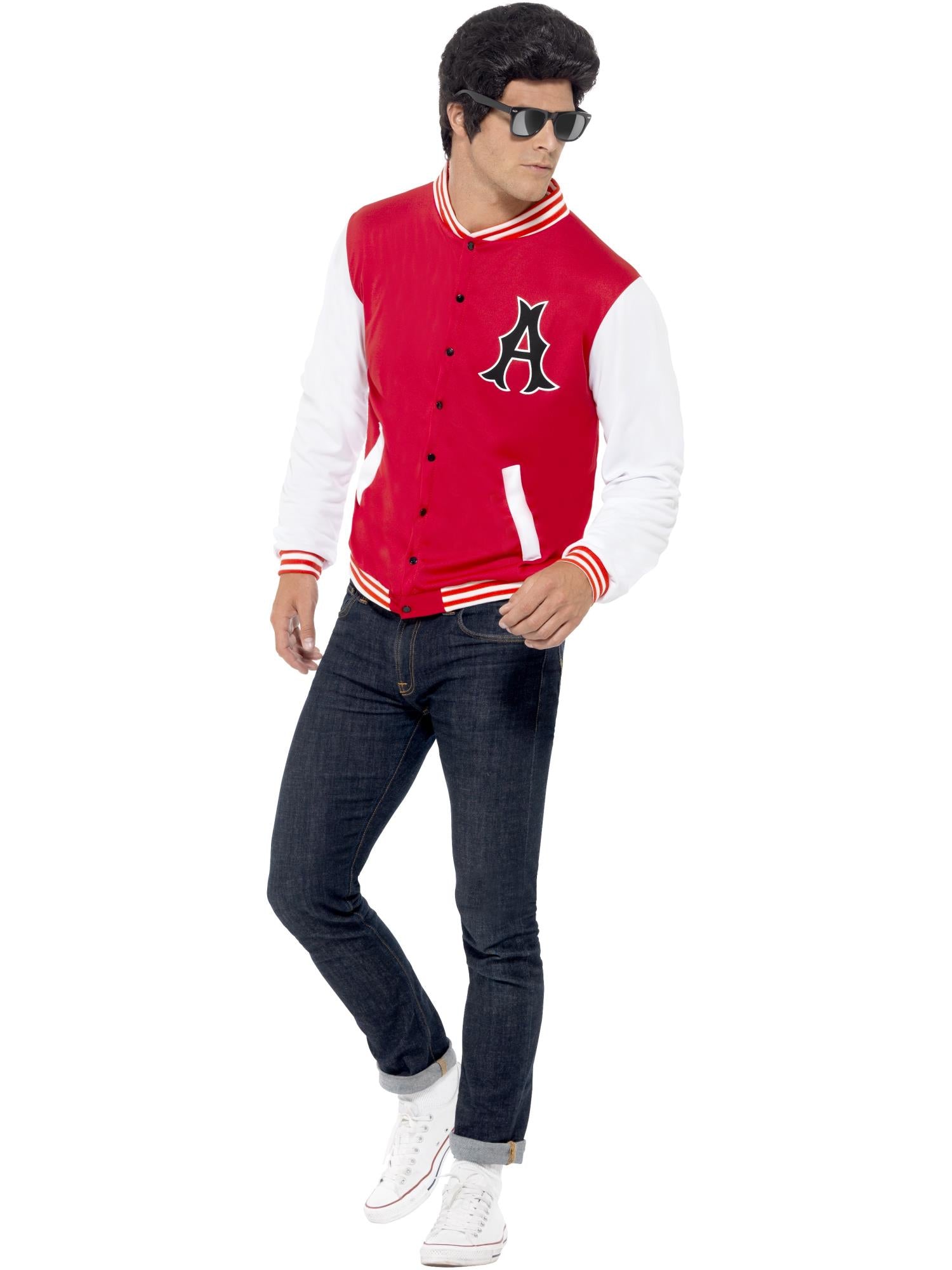 50s College Jock Letterman Jacket, Red