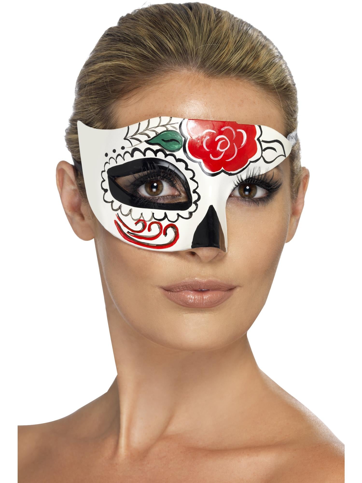 Day of the Dead Half Eye Mask, White