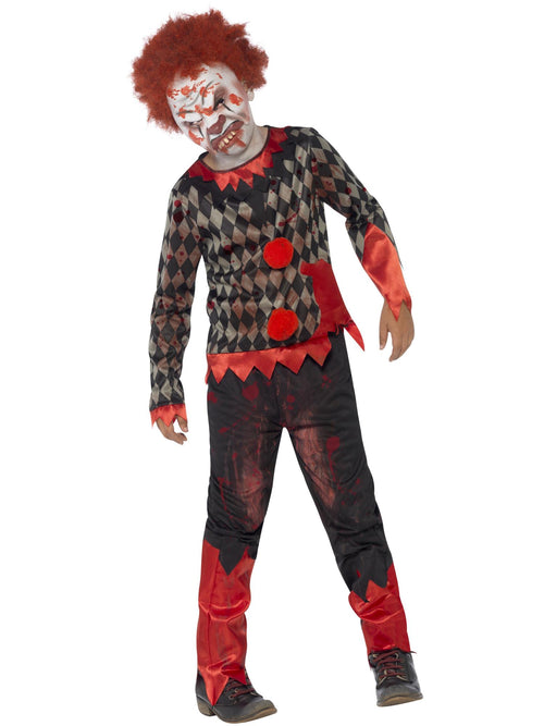 Deluxe Zombie Clown Costume, Red & Green