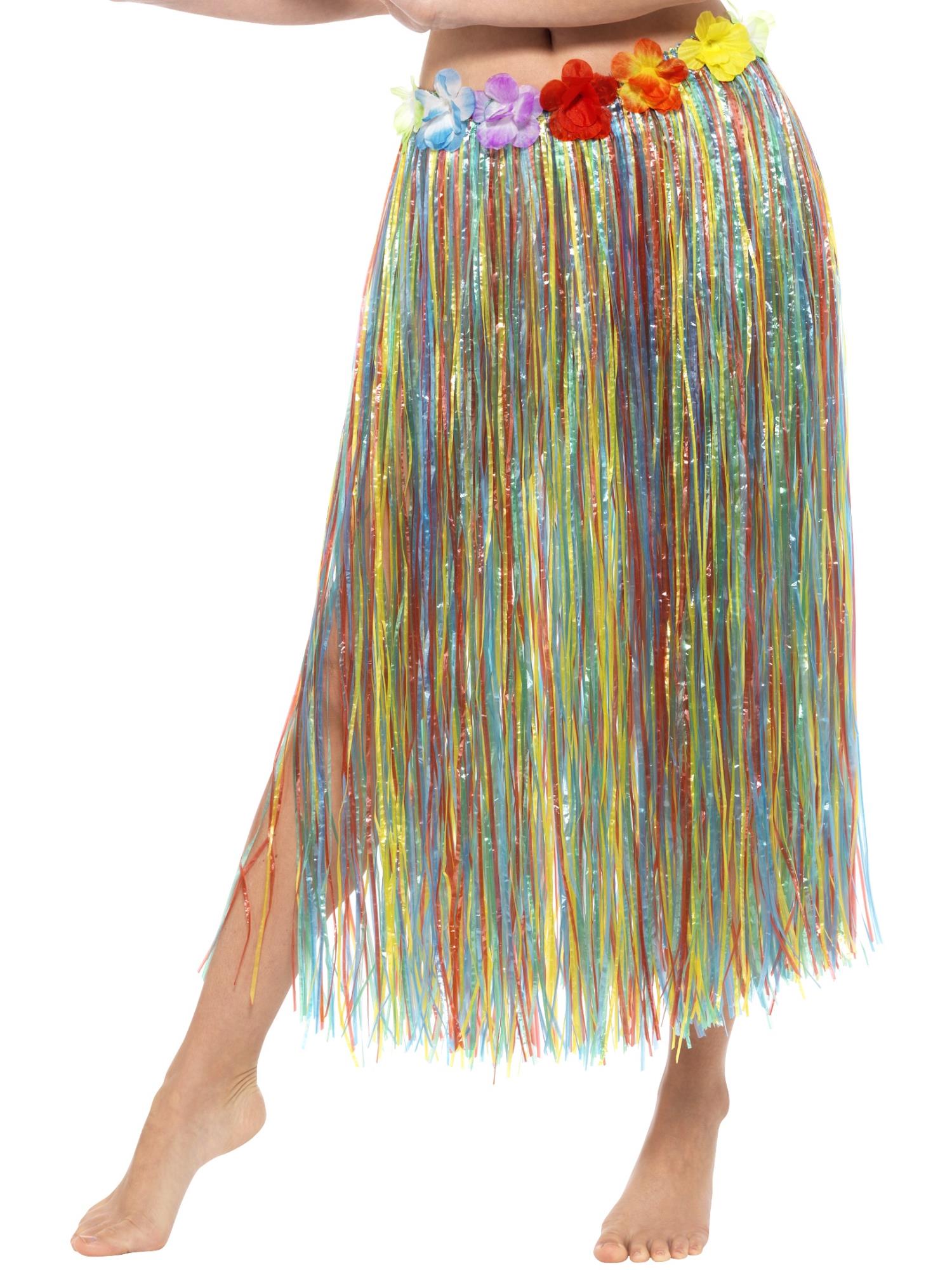 Hawaiian Hula Skirt with Flowers, with Velcro, Mul