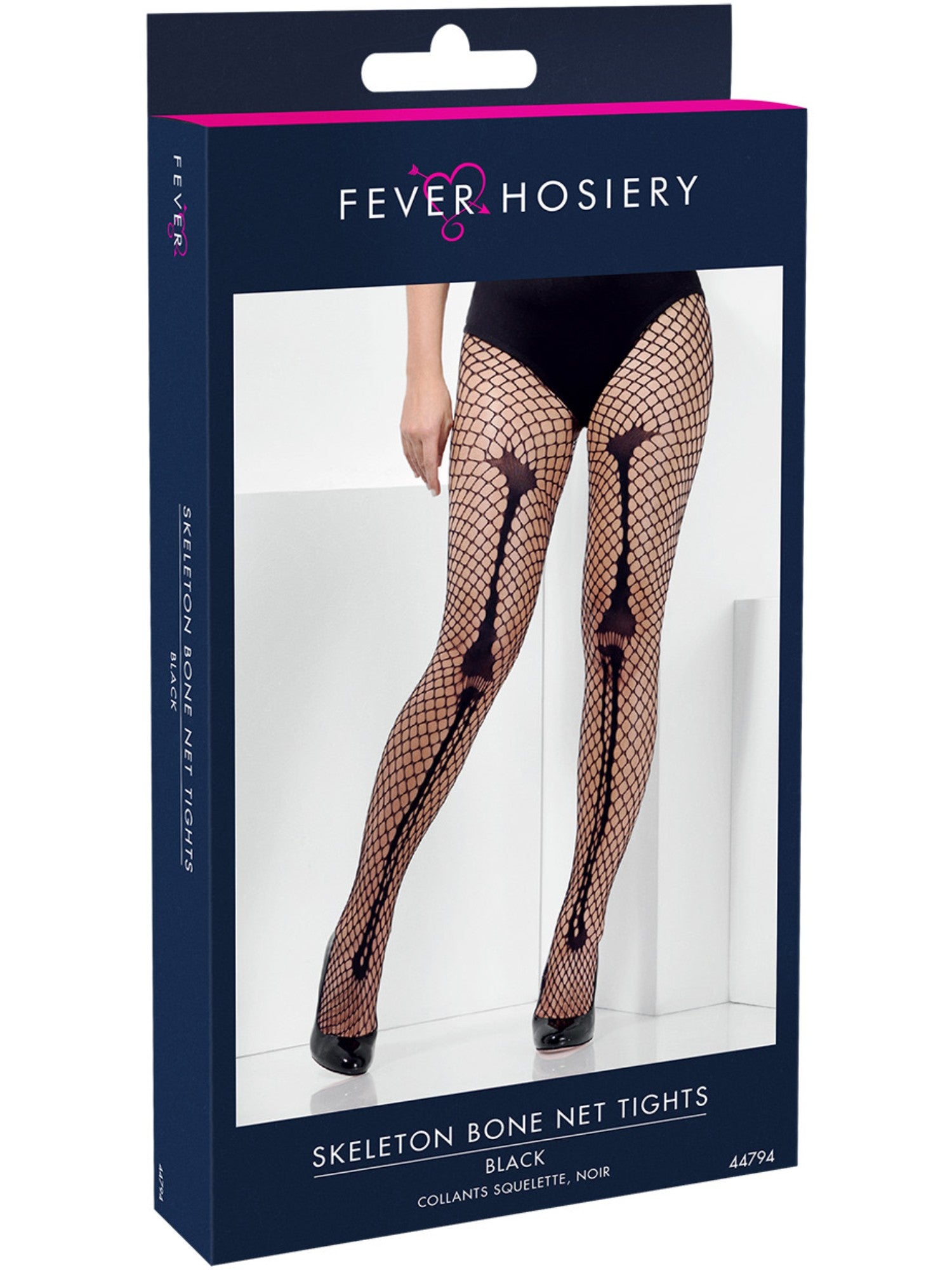 Skeleton Bone Net Tights, Black